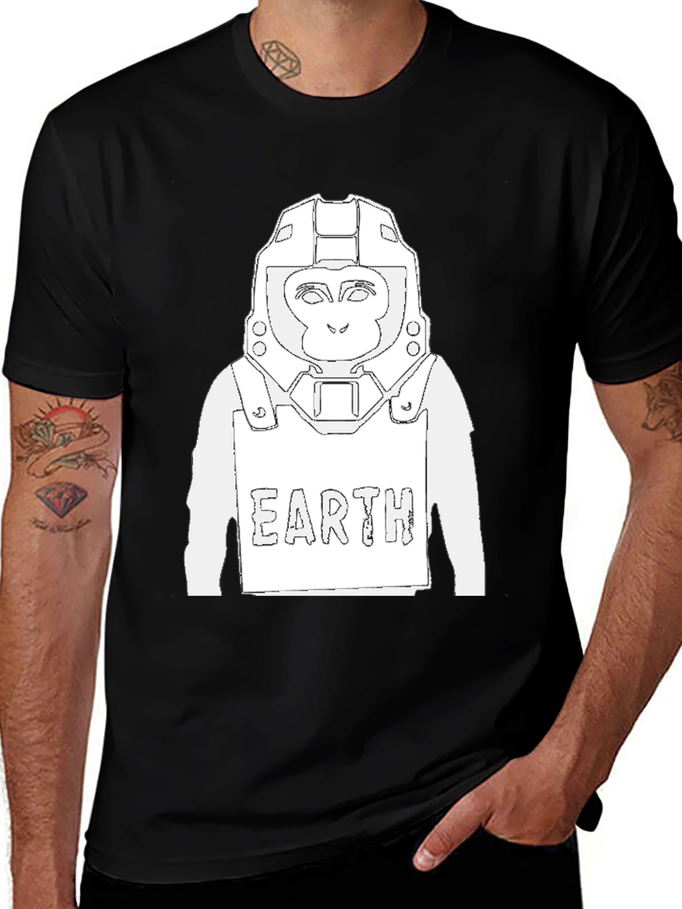 Earth Monkey Astronaut Graphic Tee - Black