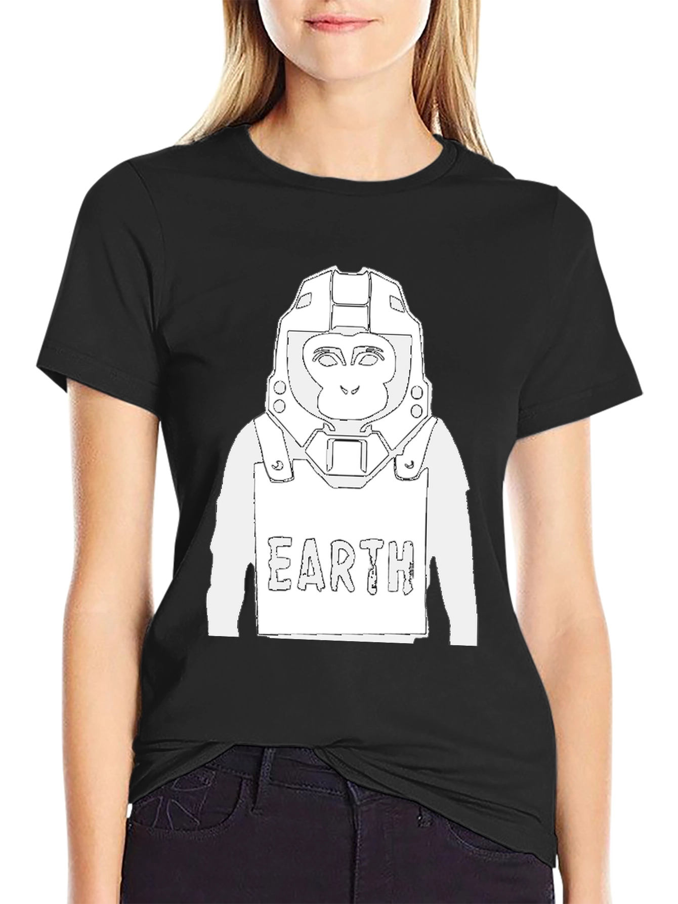 Earth Monkey Astronaut Graphic Tee - Black