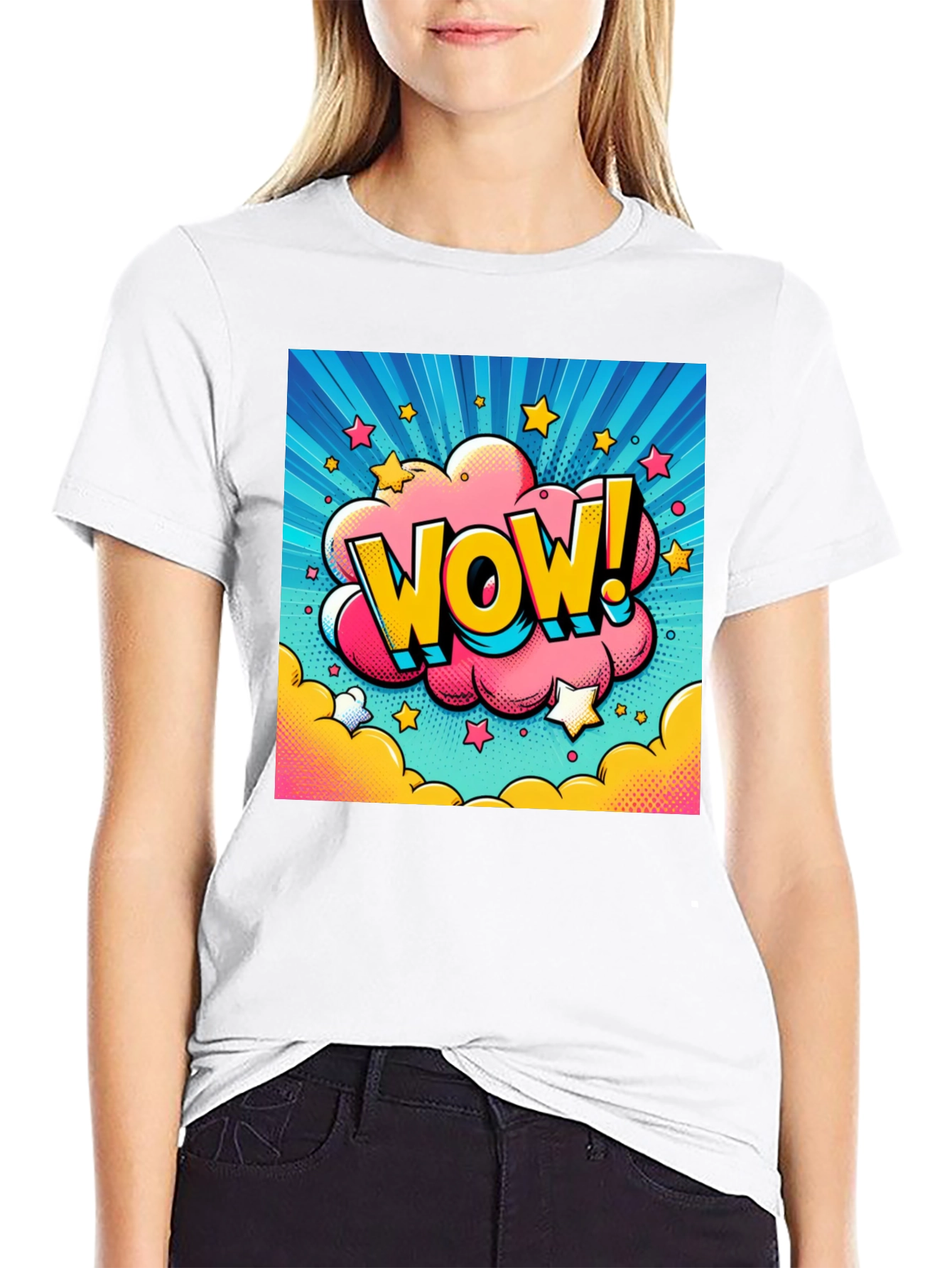 Wow! Pop Art Graphic Tee - Mens Black T-Shirt