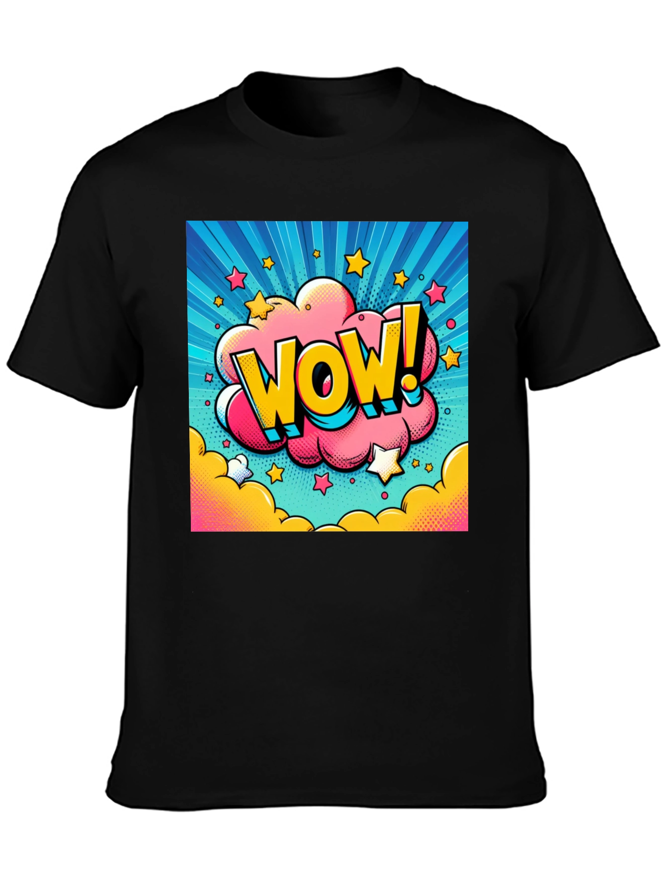 Wow! Pop Art Graphic Tee - Mens Black T-Shirt