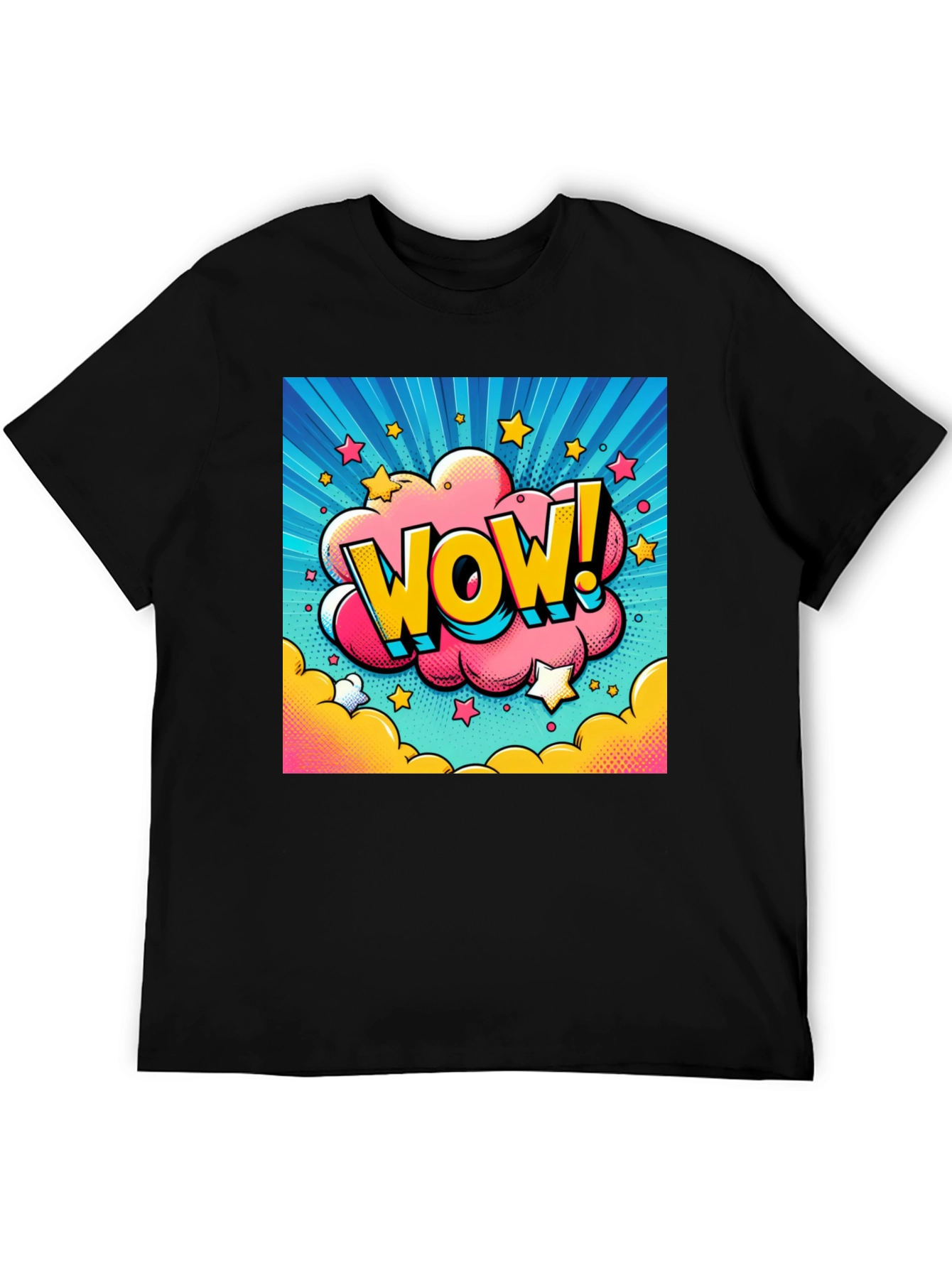 Wow! Pop Art Graphic Tee - Mens Black T-Shirt