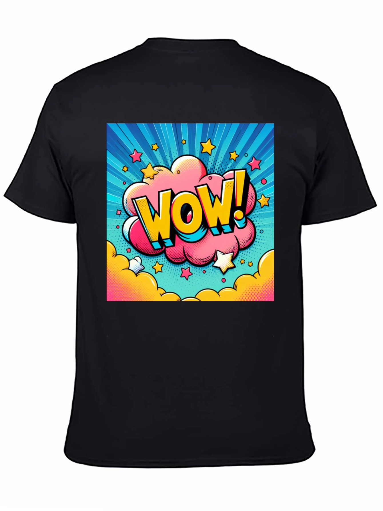 Wow! Pop Art Graphic Tee - Mens Black T-Shirt