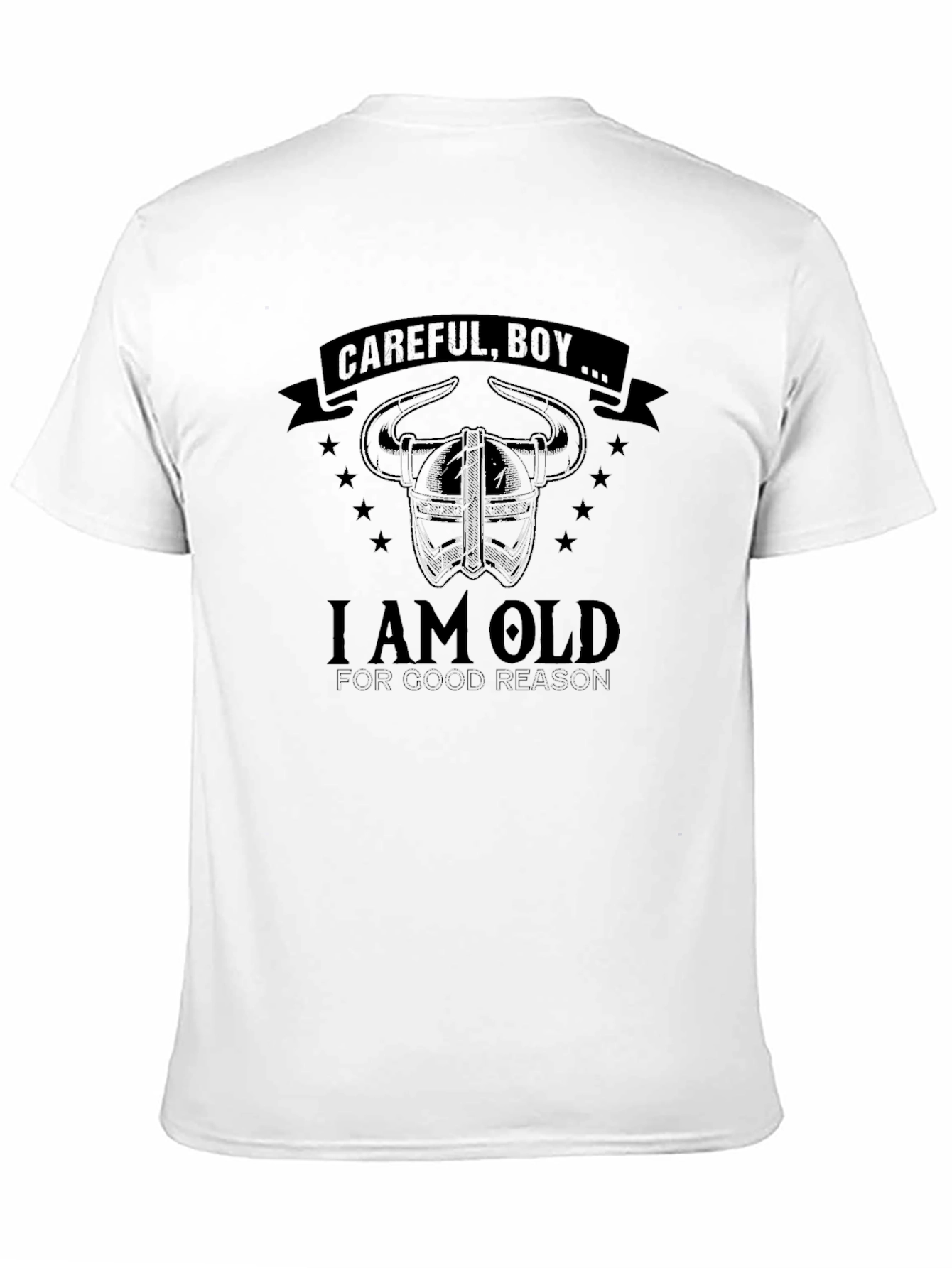 Careful Boy Viking Helmet Black Graphic Tee