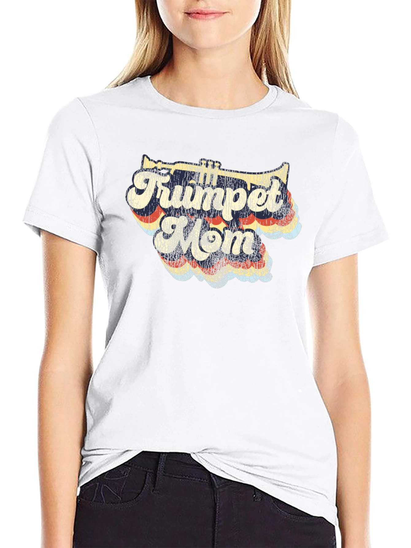 Trumpet Mom T-Shirt - Retro Style Black Tee