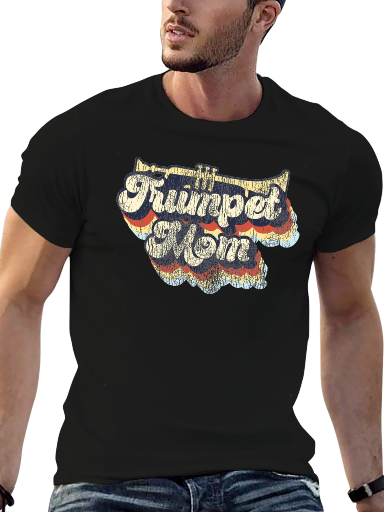 Trumpet Mom T-Shirt - Retro Style Black Tee
