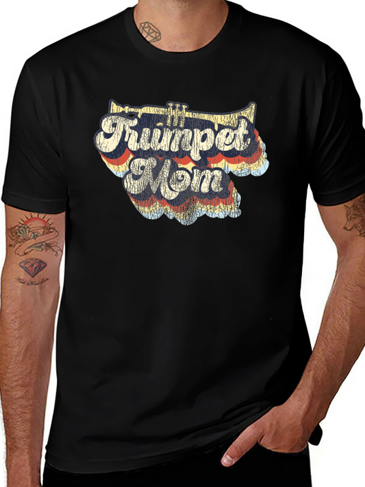 Trumpet Mom T-Shirt - Retro Style Black Tee