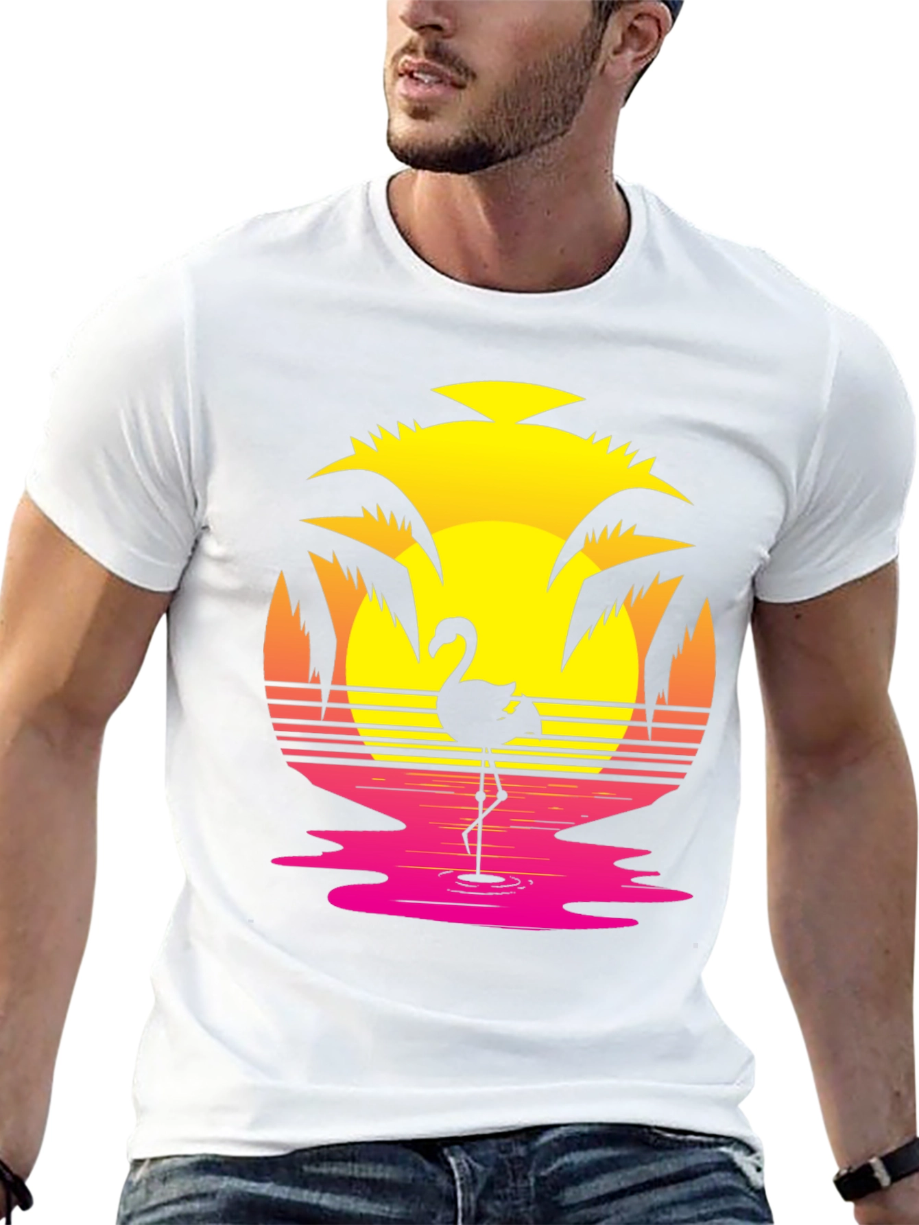 Retro Flamingo Sunset Graphic Tee