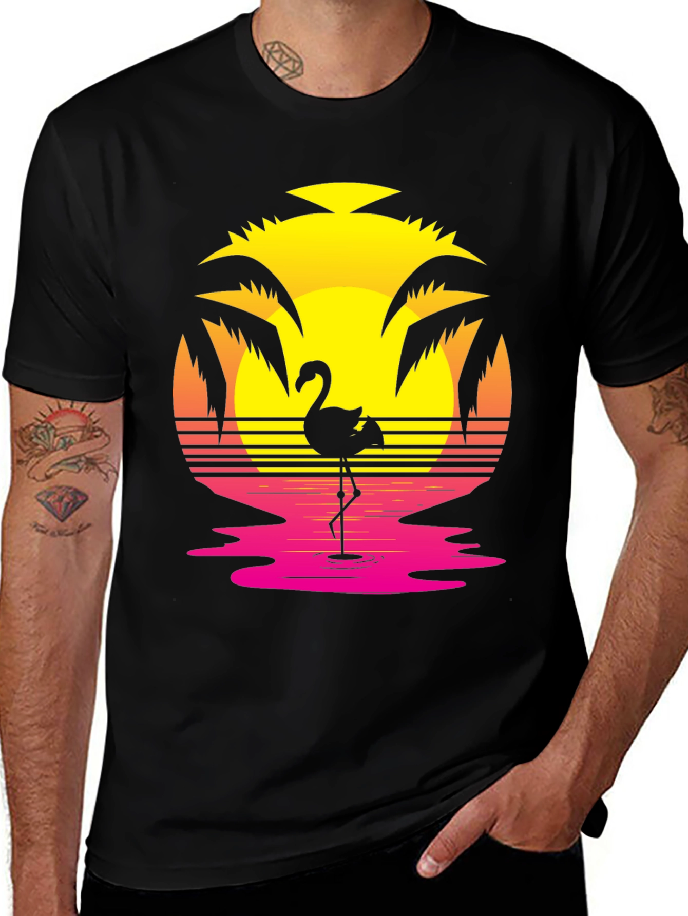 Retro Flamingo Sunset Graphic Tee