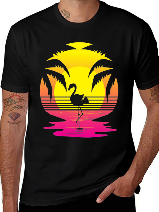 Retro Flamingo Sunset Graphic Tee