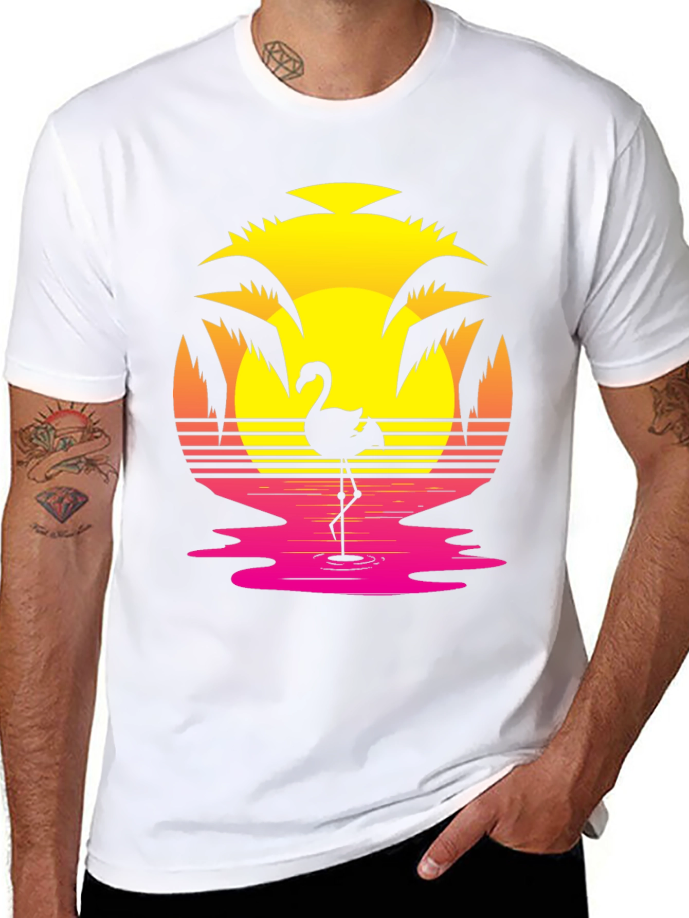 Retro Flamingo Sunset Graphic Tee