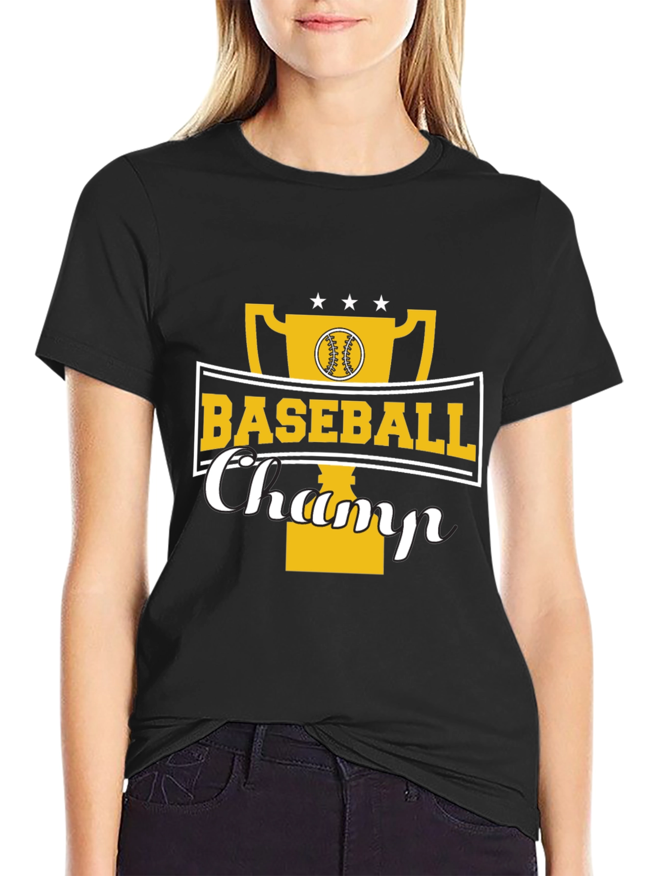 Baseball Champ Black Graphic T-Shirt