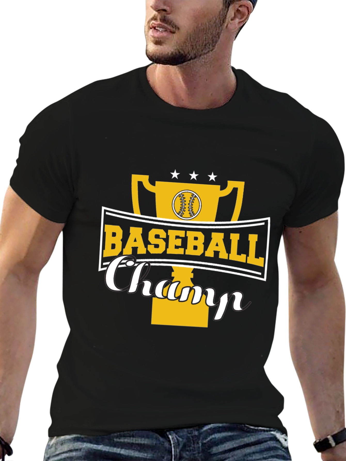 Baseball Champ Black Graphic T-Shirt
