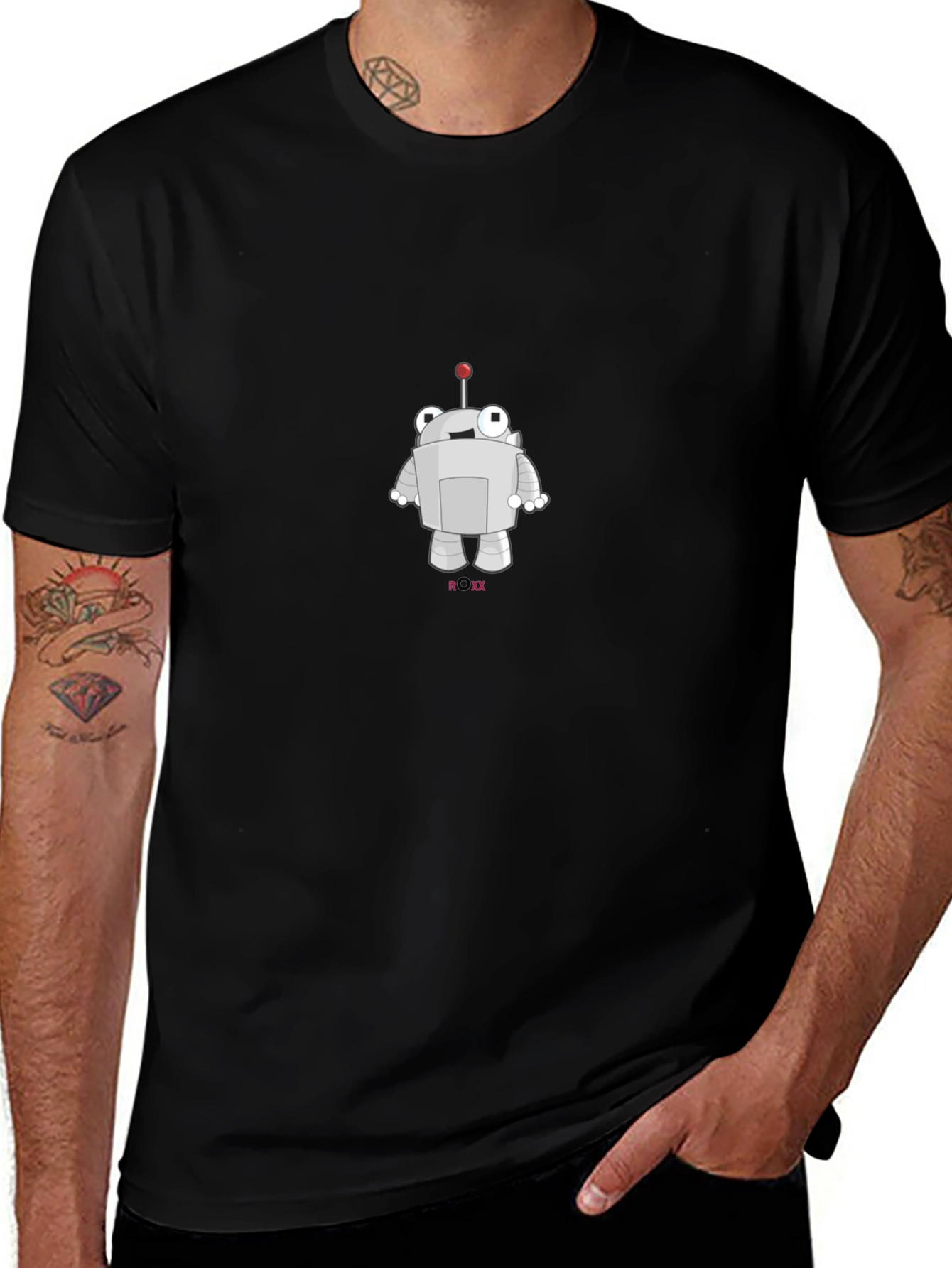 Robot Graphic Tee - Black Casual T-Shirt
