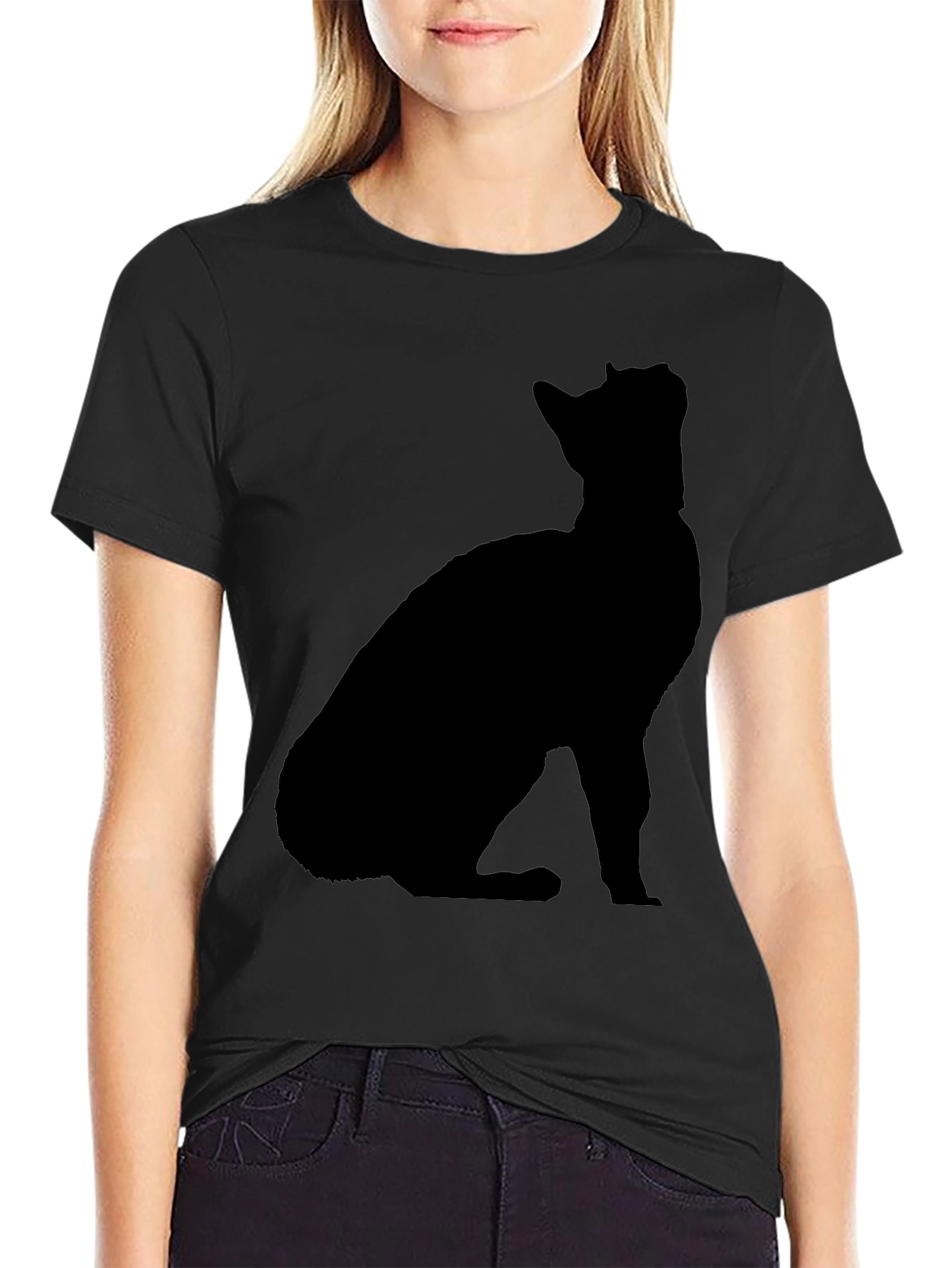 Cat Silhouette Black T-Shirt