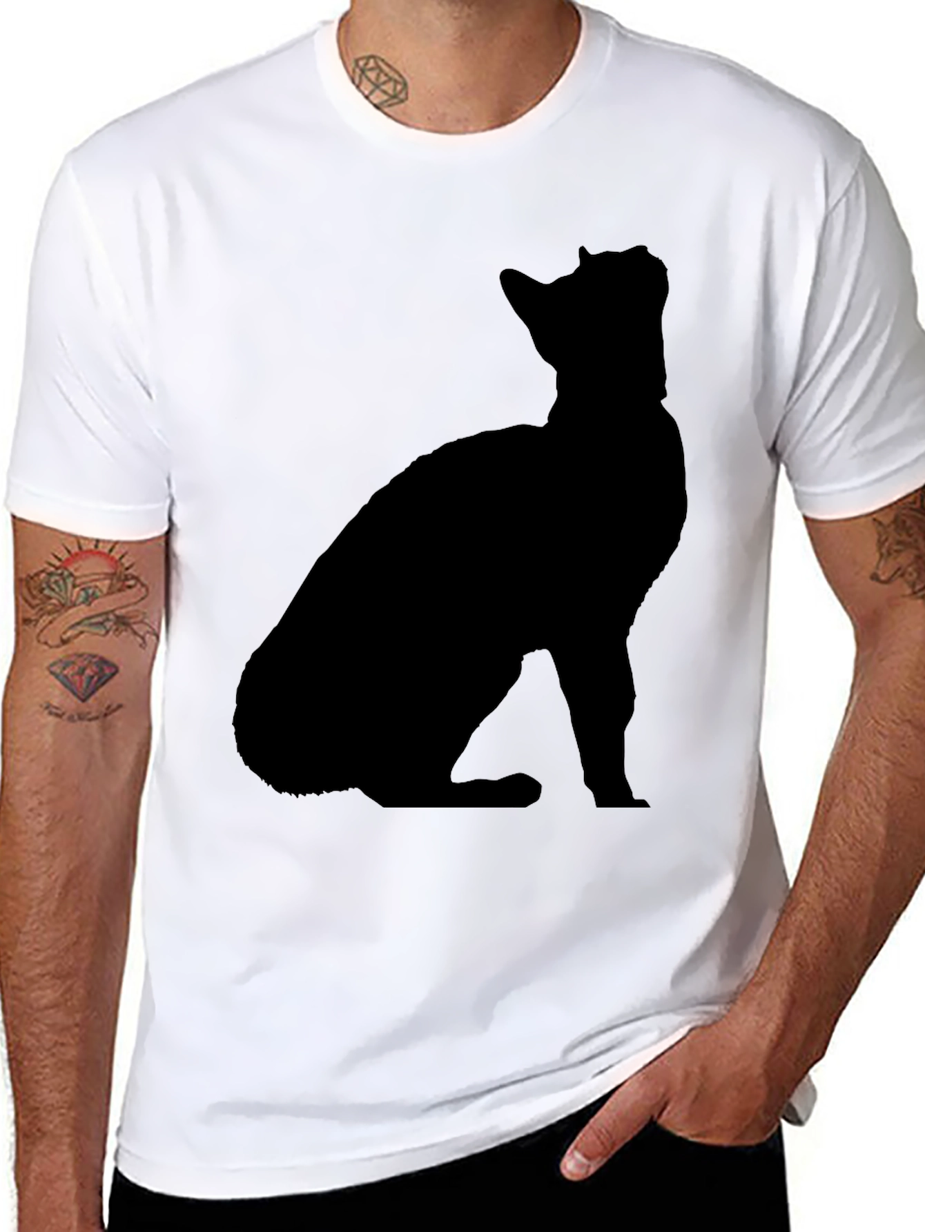 Cat Silhouette Black T-Shirt