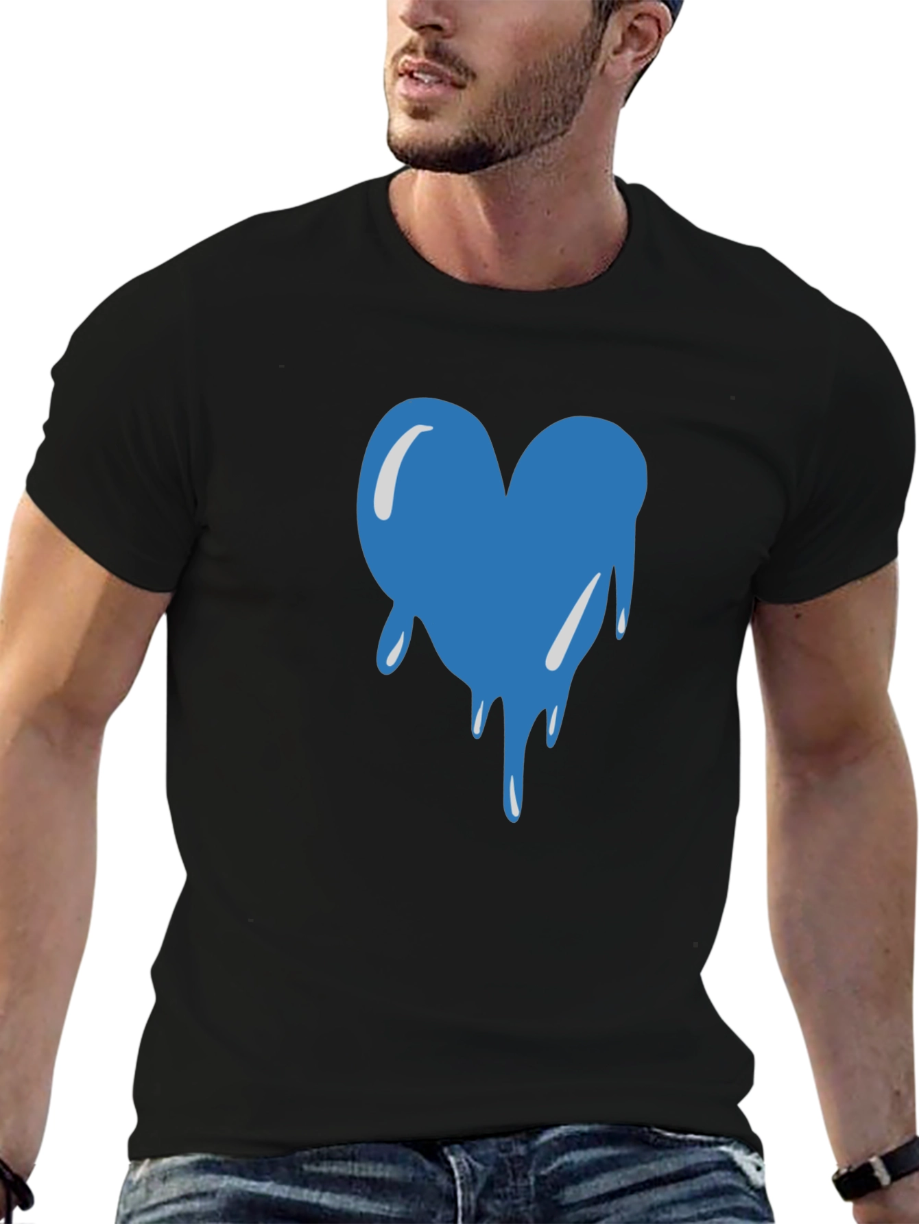 Dripping Heart Graphic Black T-Shirt