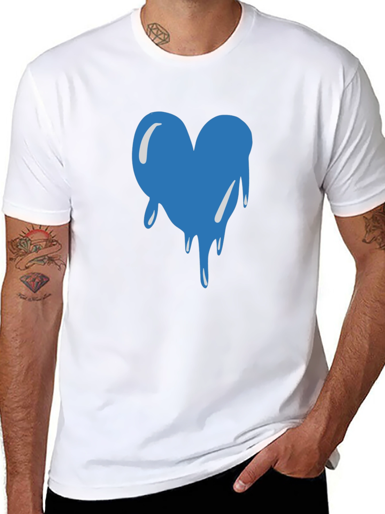 Dripping Heart Graphic Black T-Shirt
