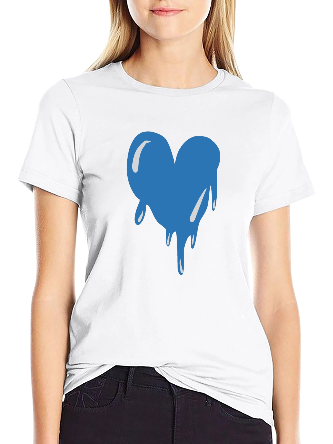 Dripping Heart Graphic Black T-Shirt