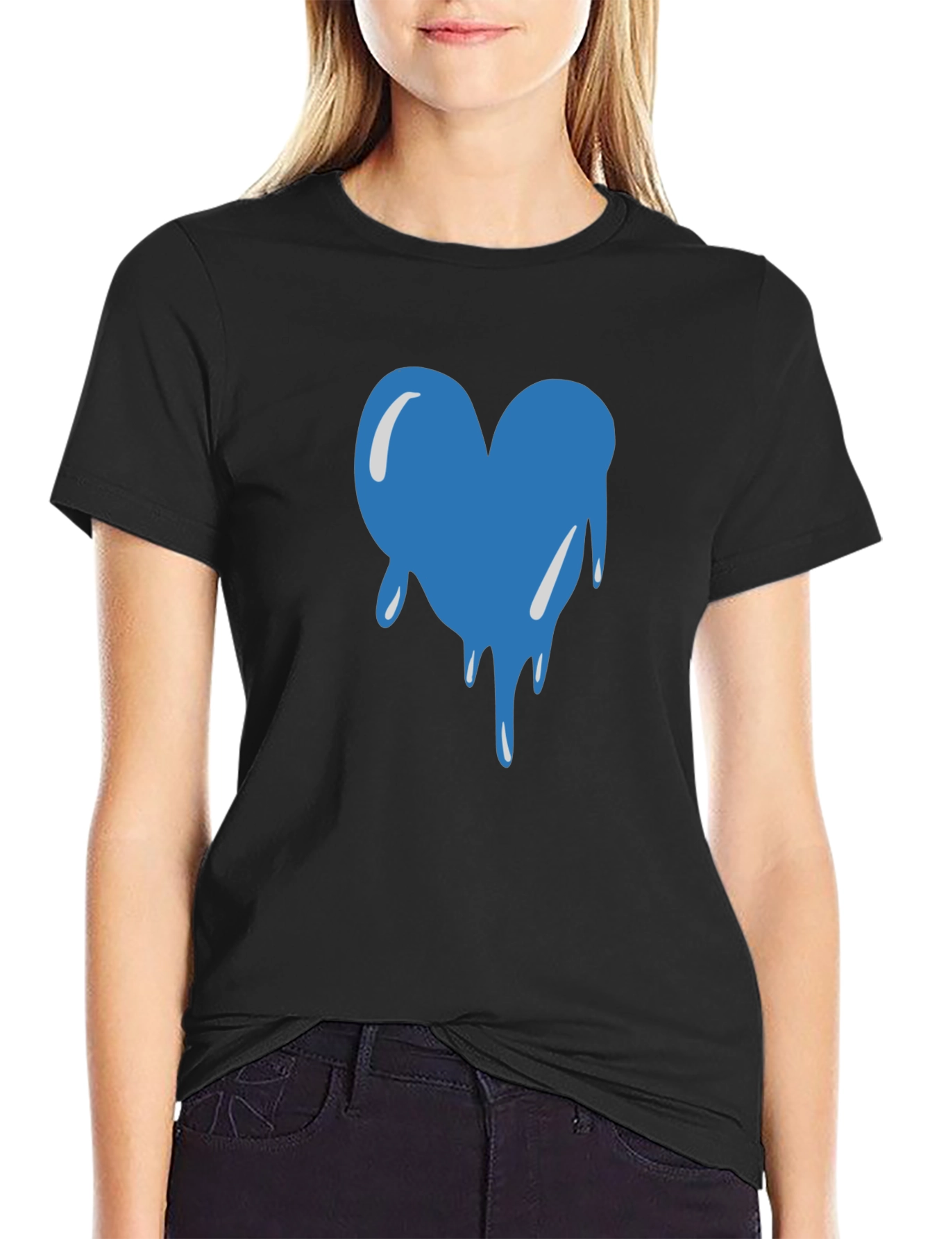 Dripping Heart Graphic Black T-Shirt