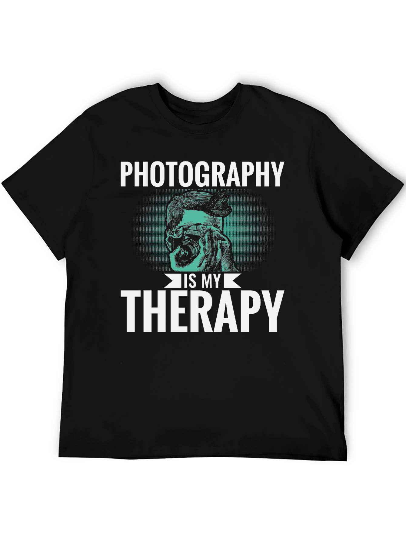Photography is My Therapy Black T-Shirt