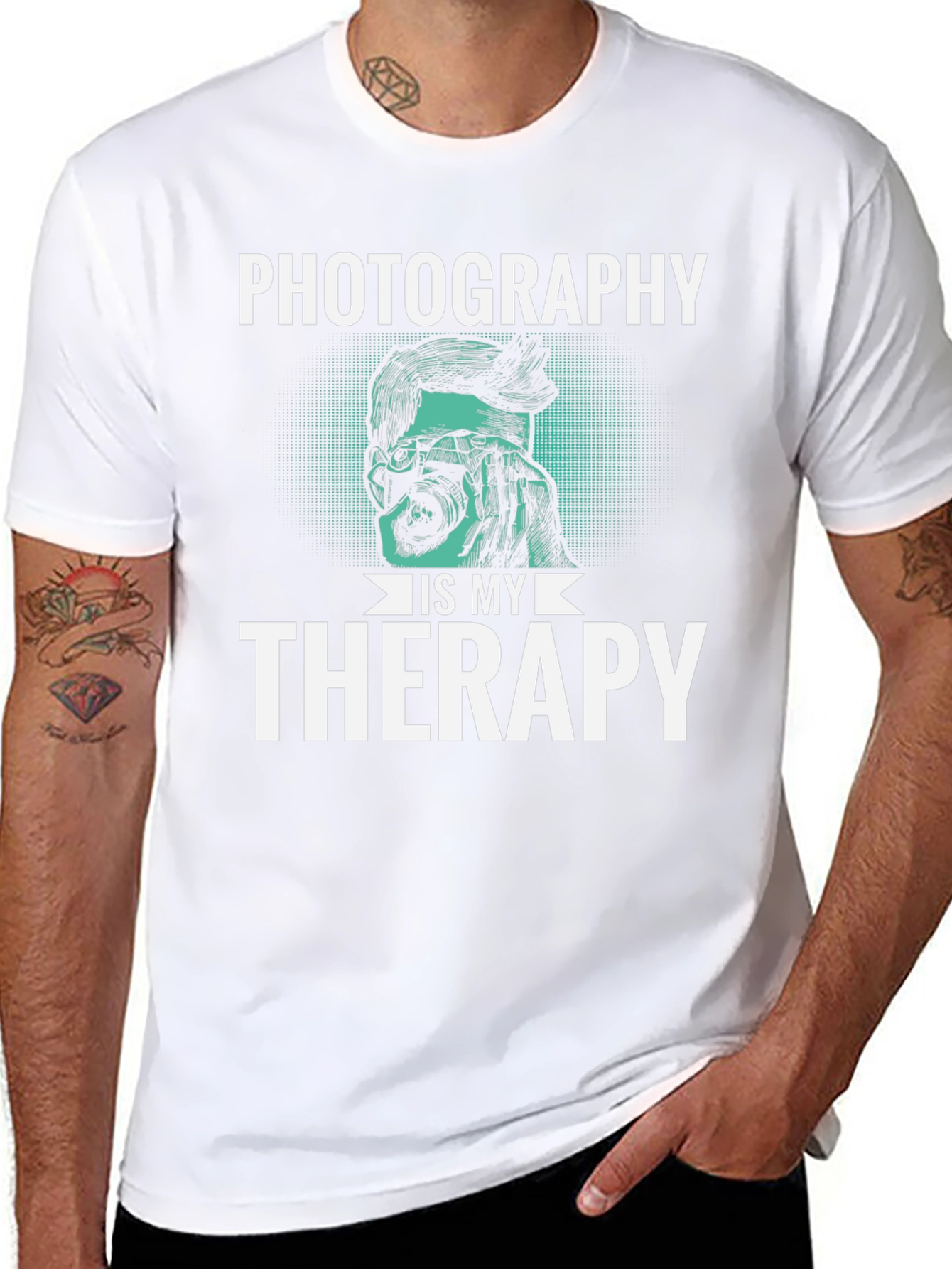 Photography is My Therapy Black T-Shirt