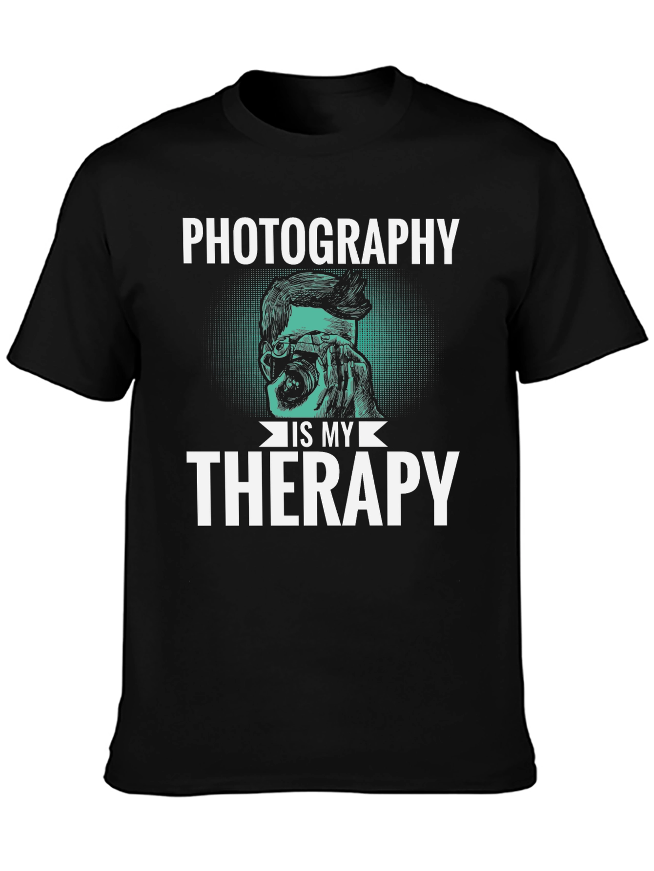 Photography is My Therapy Black T-Shirt