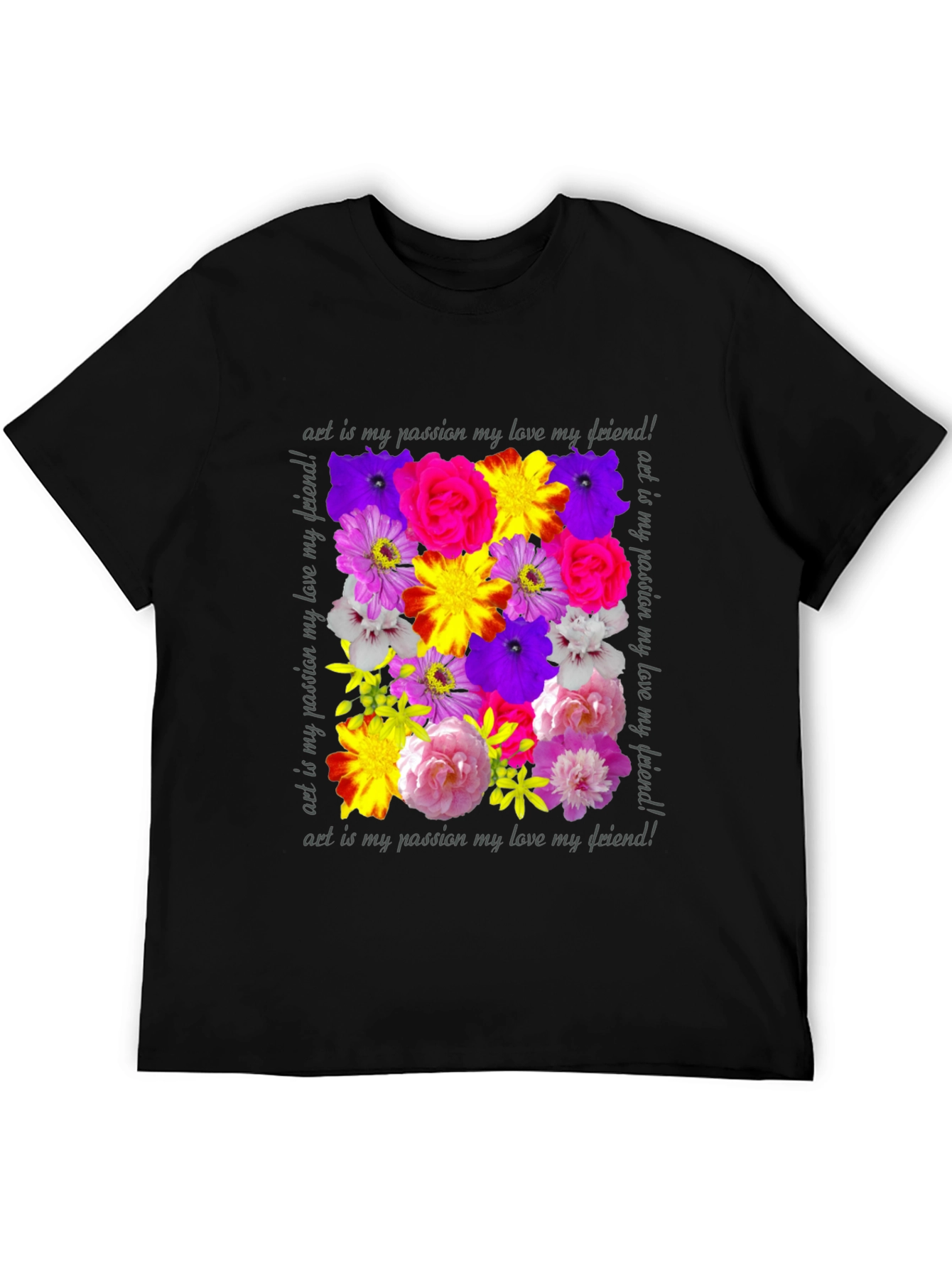 Floral Art T-Shirt - Passion Love Friendship