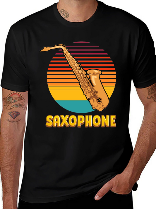 Retro Saxophone Sunset Graphic T-Shirt