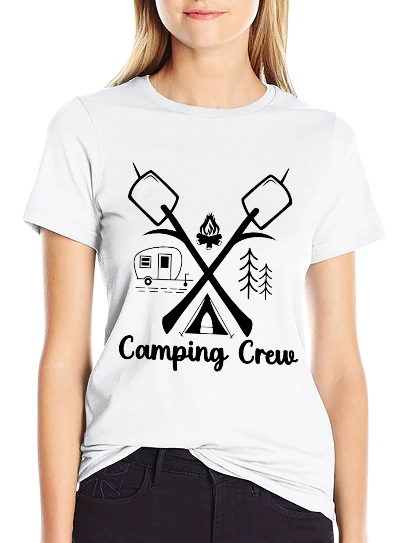 Camping Crew Graphic T-Shirt - Marshmallow Campfire Tee