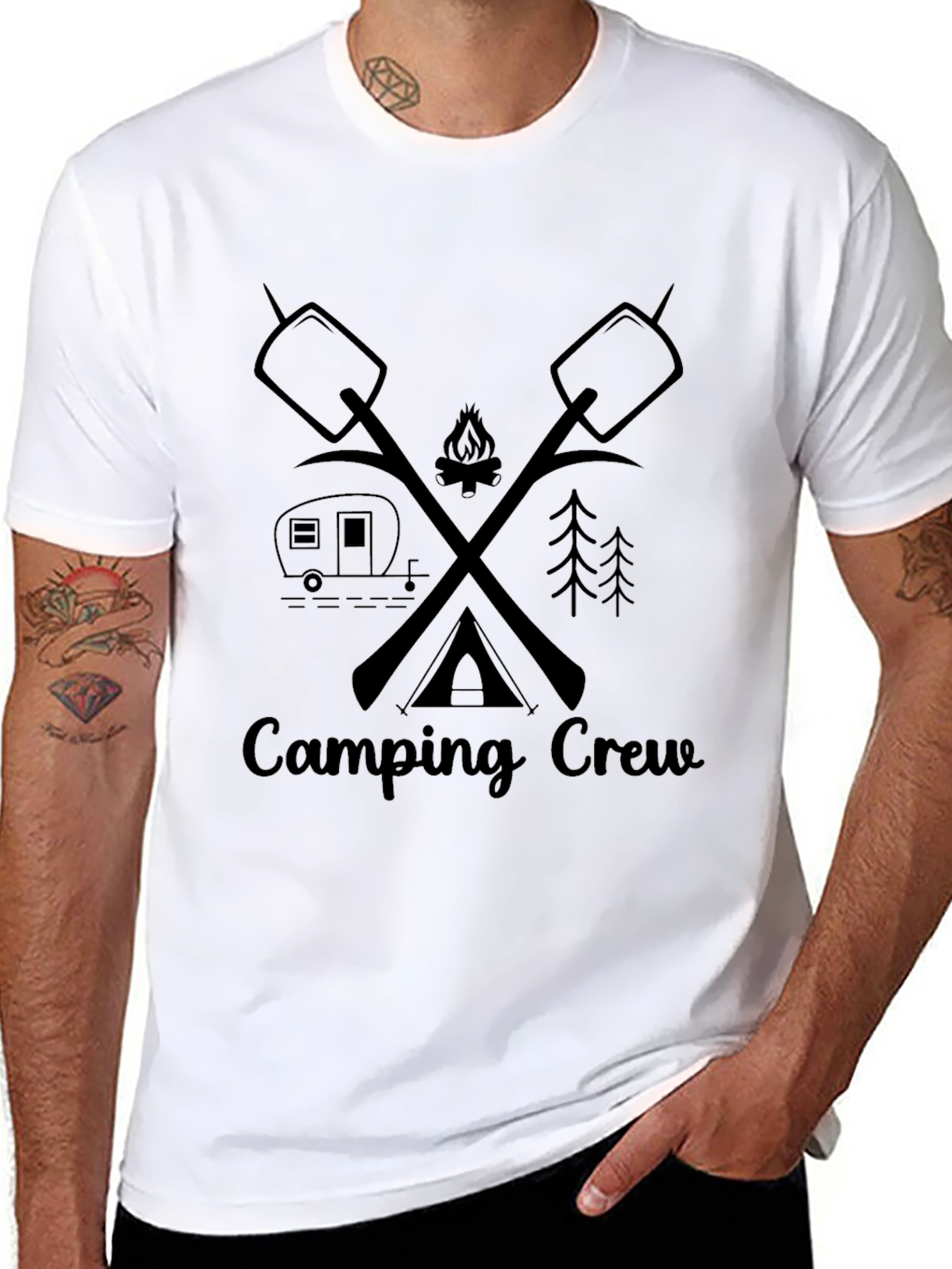 Camping Crew Graphic T-Shirt - Marshmallow Campfire Tee