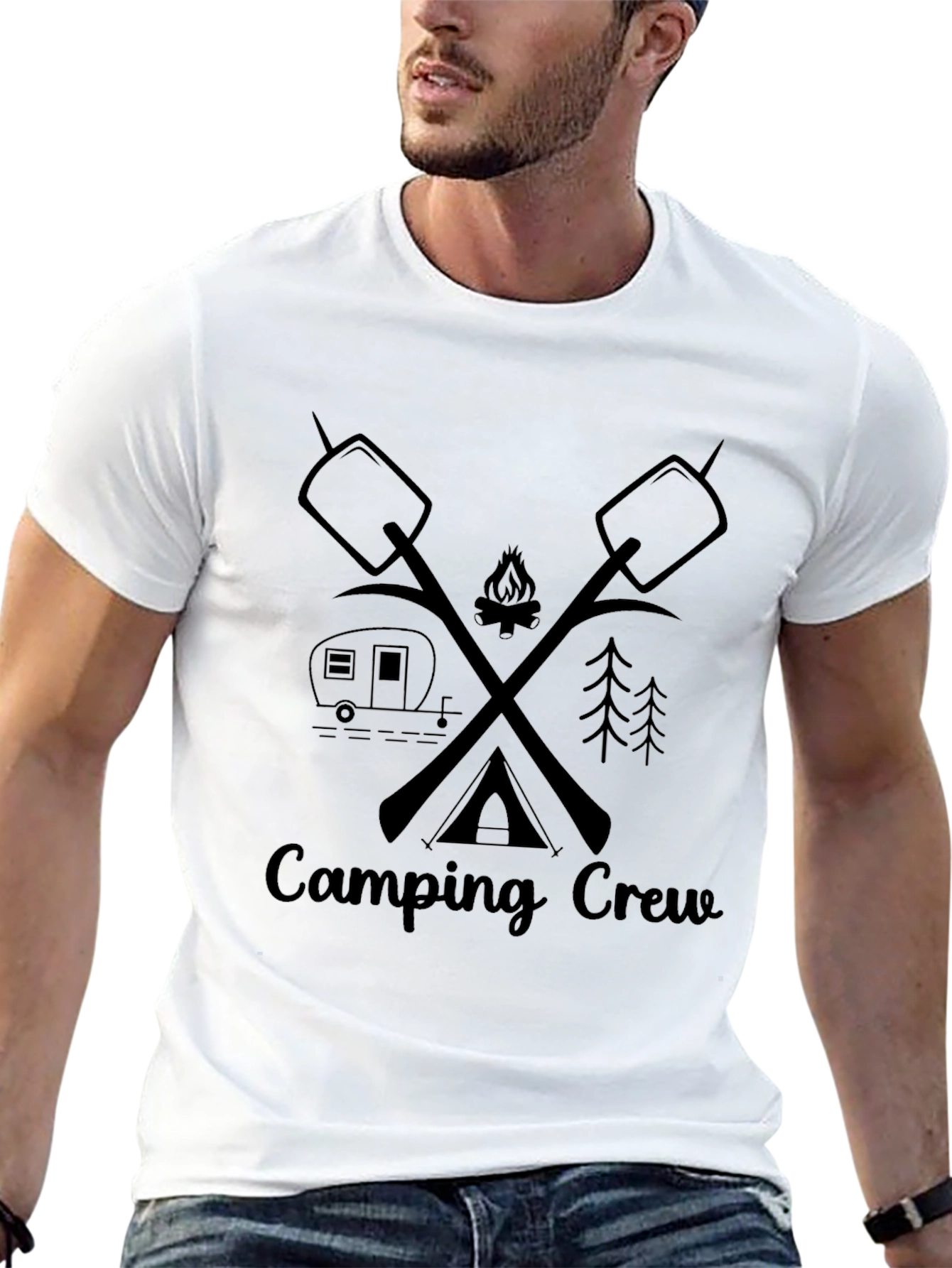Camping Crew Graphic T-Shirt - Marshmallow Campfire Tee