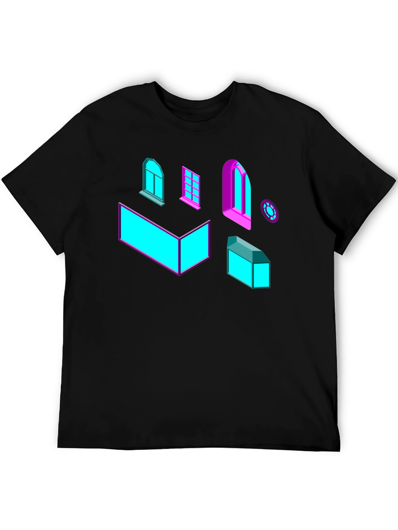 Geometric Windows Graphic Tee - Black