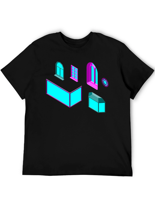 Geometric Windows Graphic Tee - Black