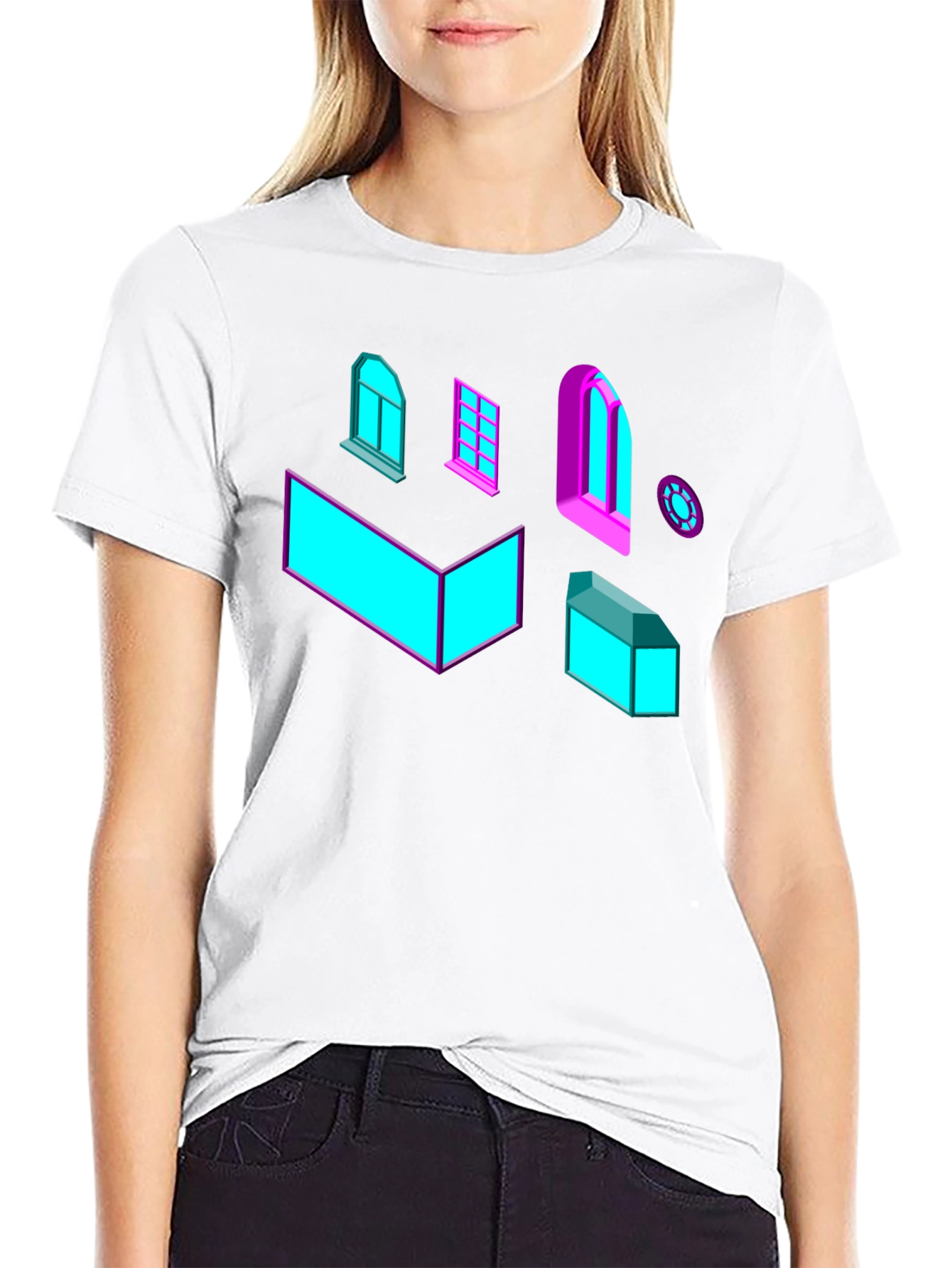 Geometric Windows Graphic Tee - Black