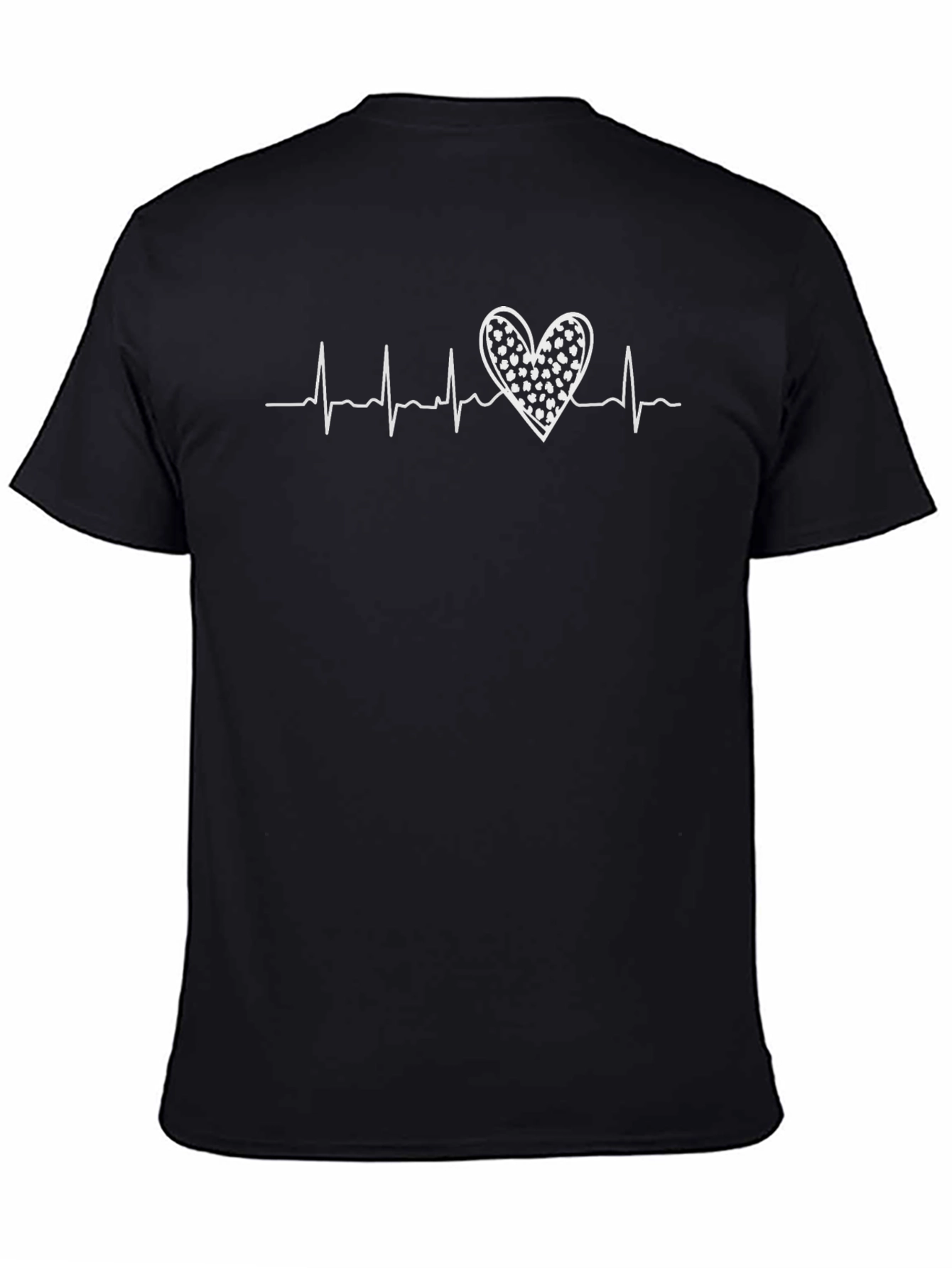 Heartbeat Heart Graphic Tee - Black Cotton T-Shirt