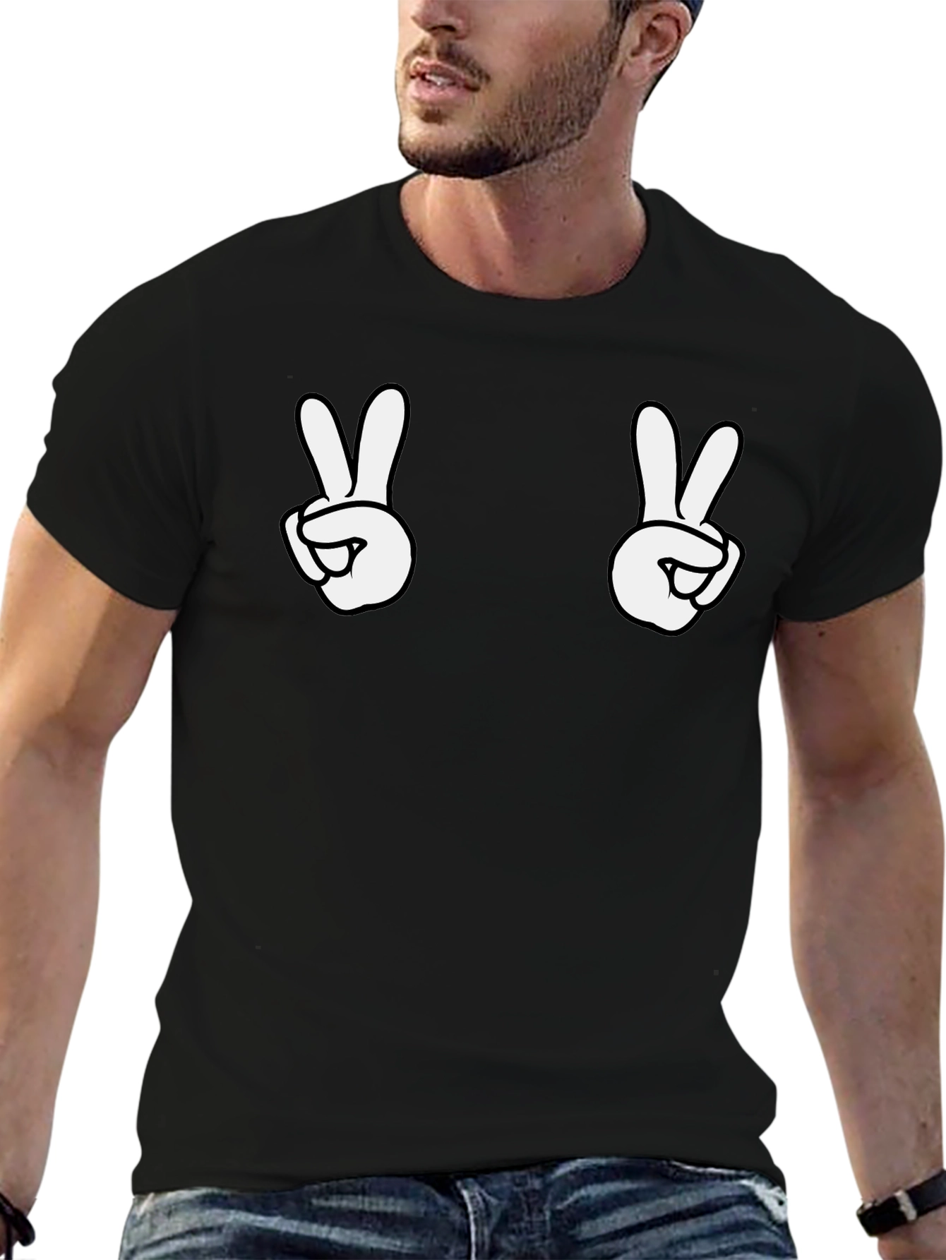 Peace Sign Graphic Black T-Shirt