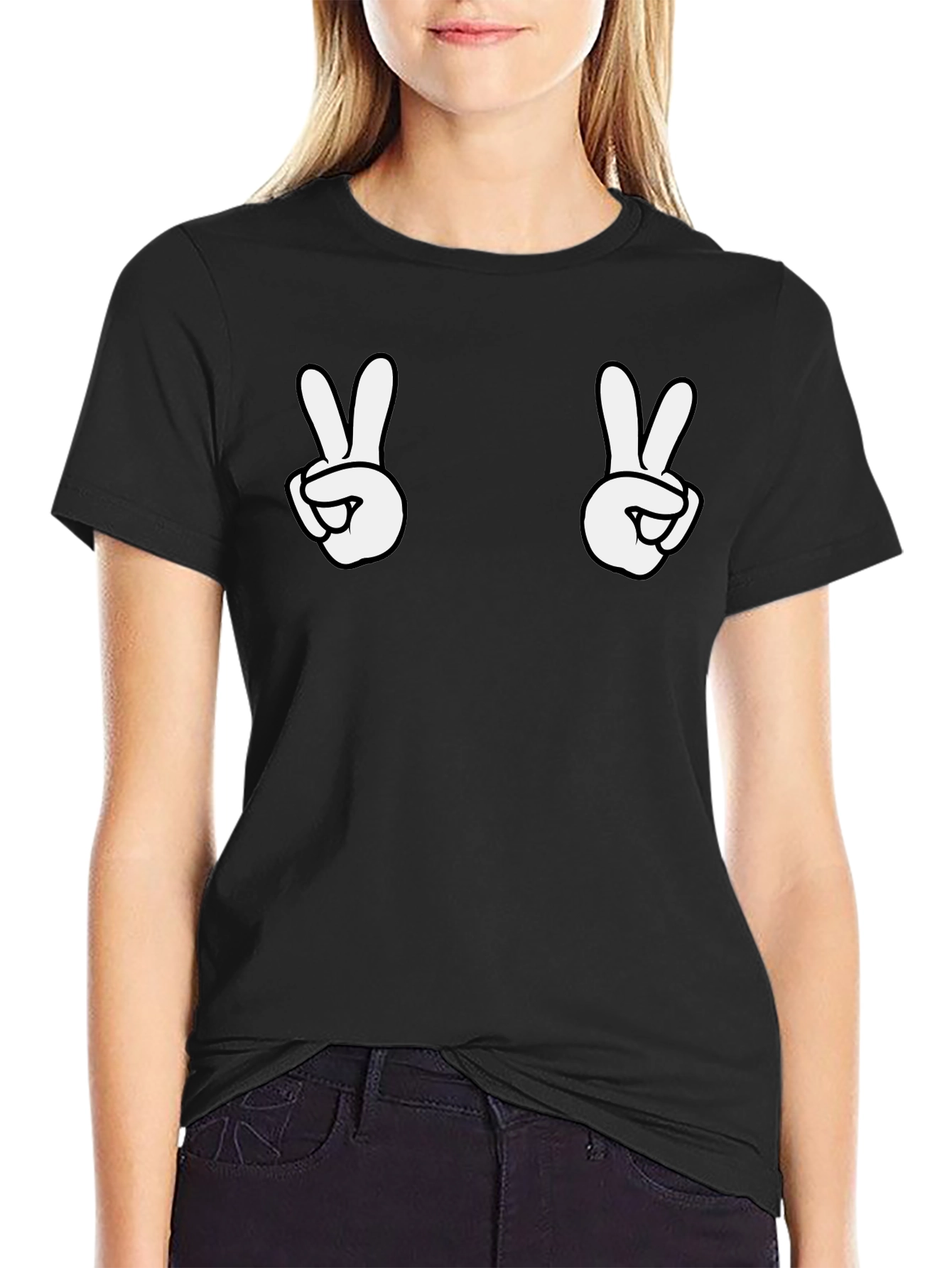 Peace Sign Graphic Black T-Shirt