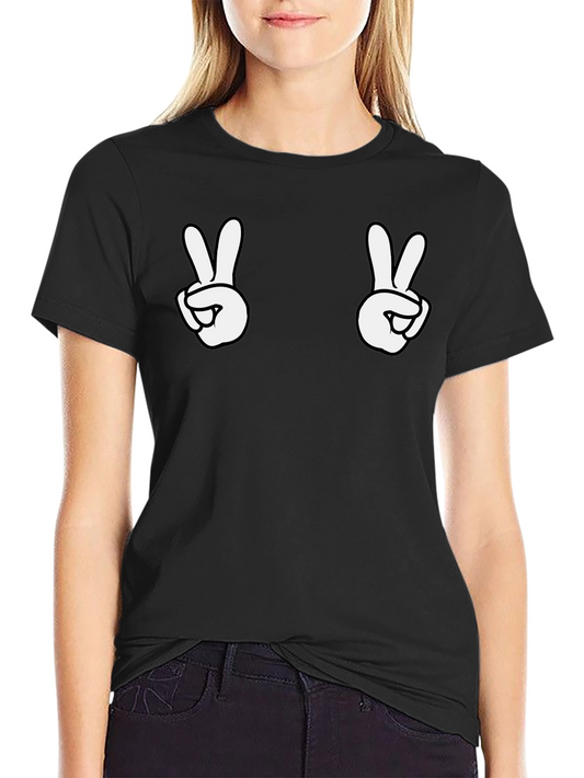 Peace Sign Graphic Black T-Shirt