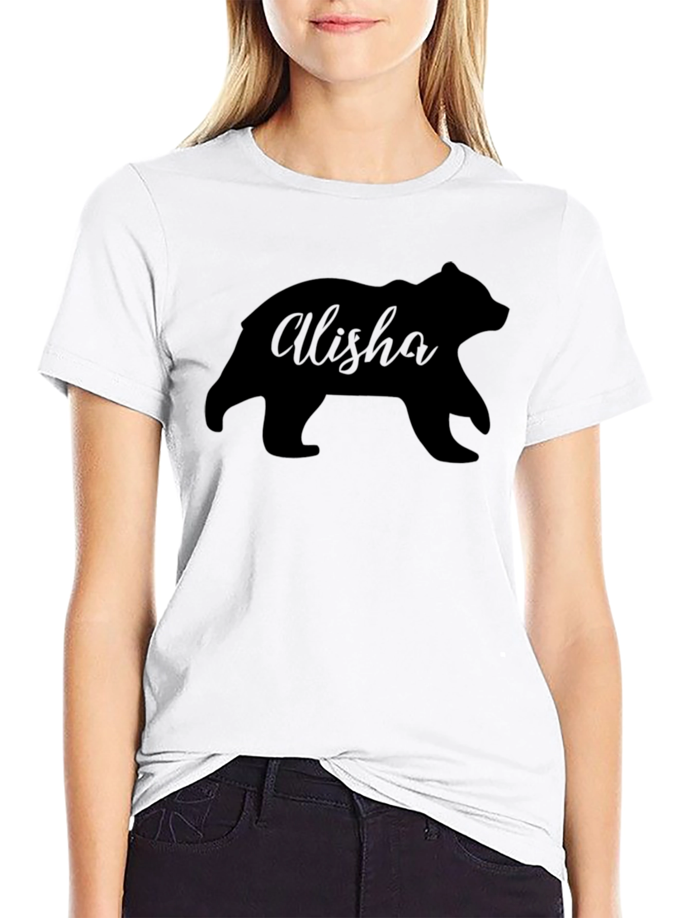 Alisha Bear Silhouette Graphic Tee - Soft Cotton Blend