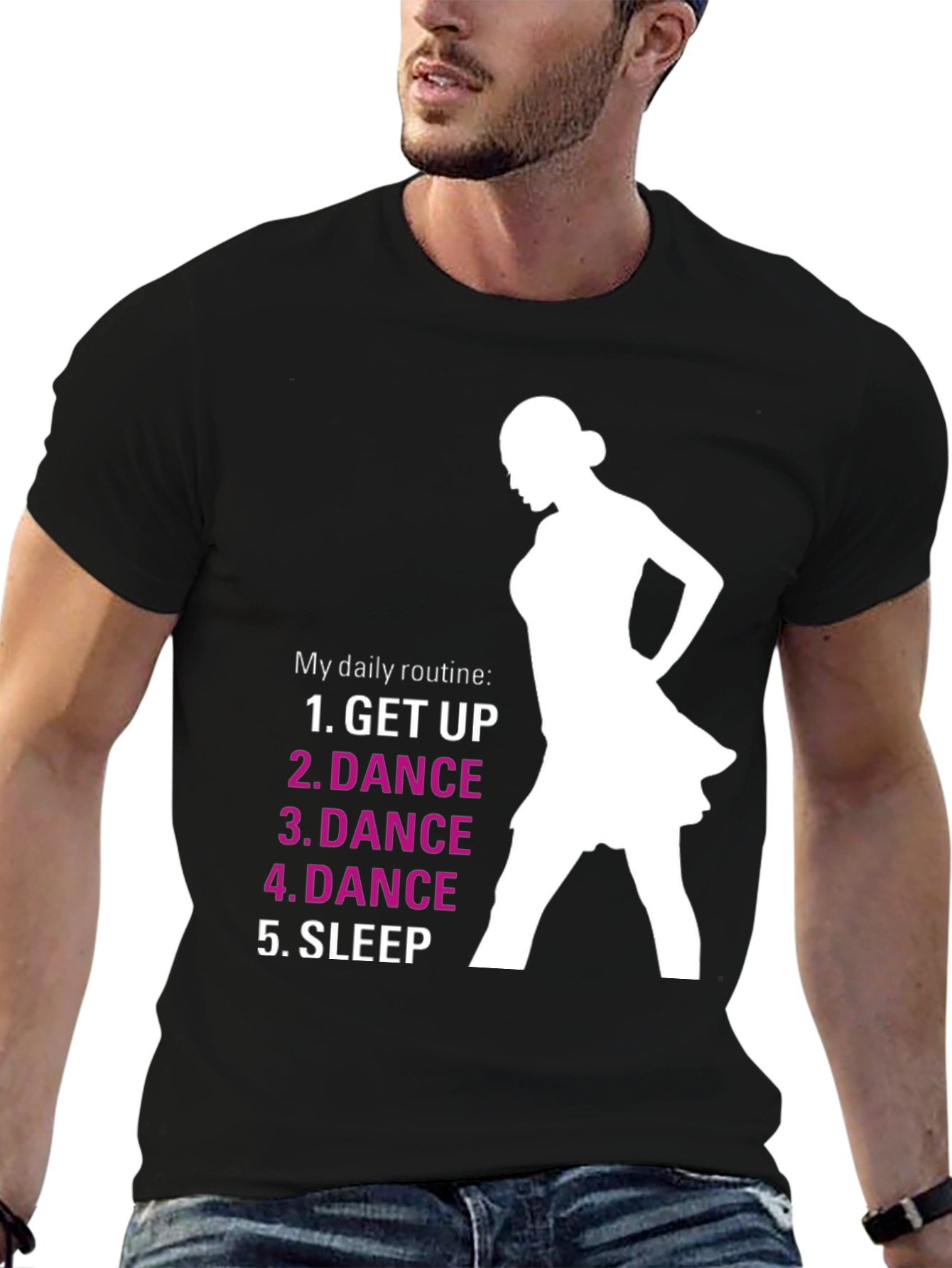 Dance Routine Graphic Tee - Black Cotton T-Shirt