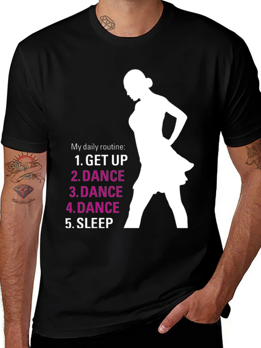 Dance Routine Graphic Tee - Black Cotton T-Shirt