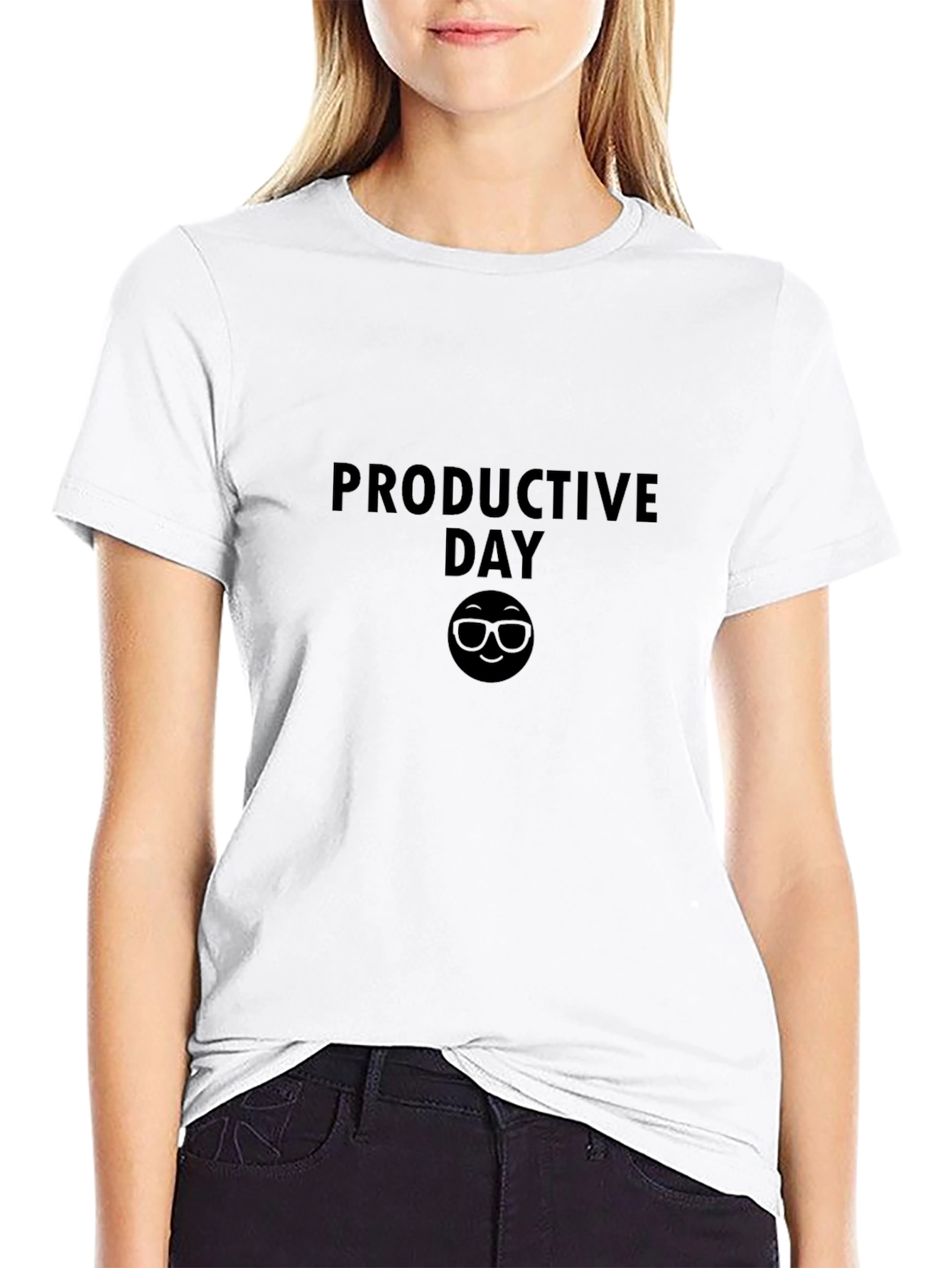 Productive Day Black T-Shirt with Emoji