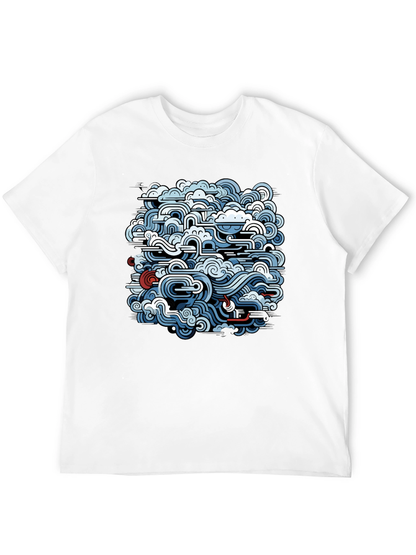 Abstract Wave Design Black T-Shirt