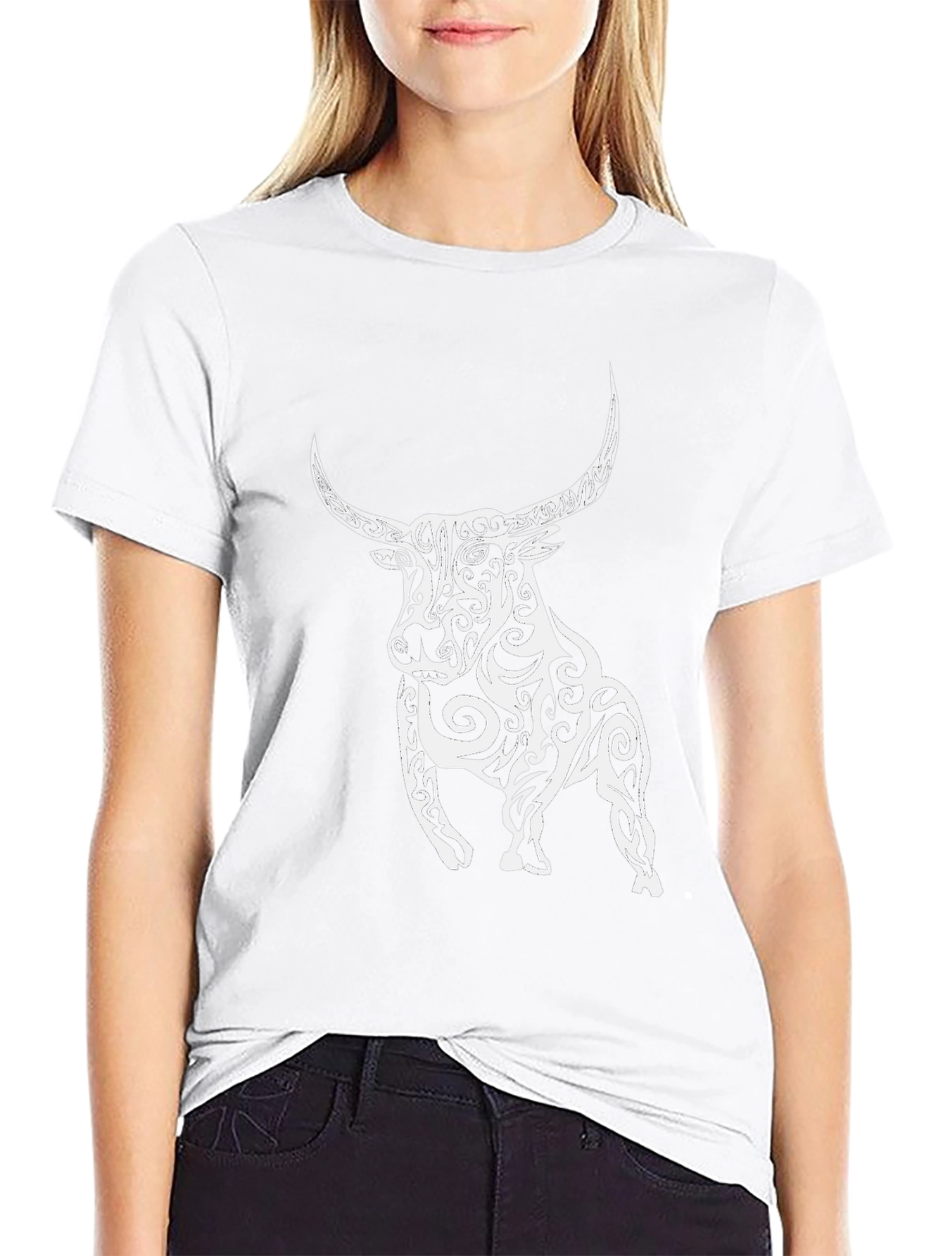 Tribal Bull Graphic Black T-Shirt