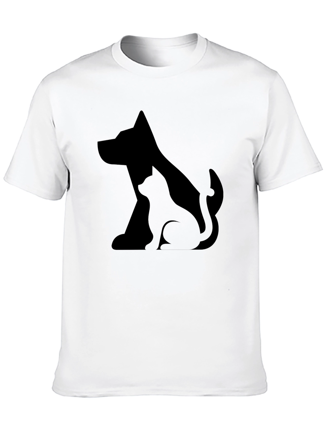 Dog and Cat Silhouette Black T-Shirt