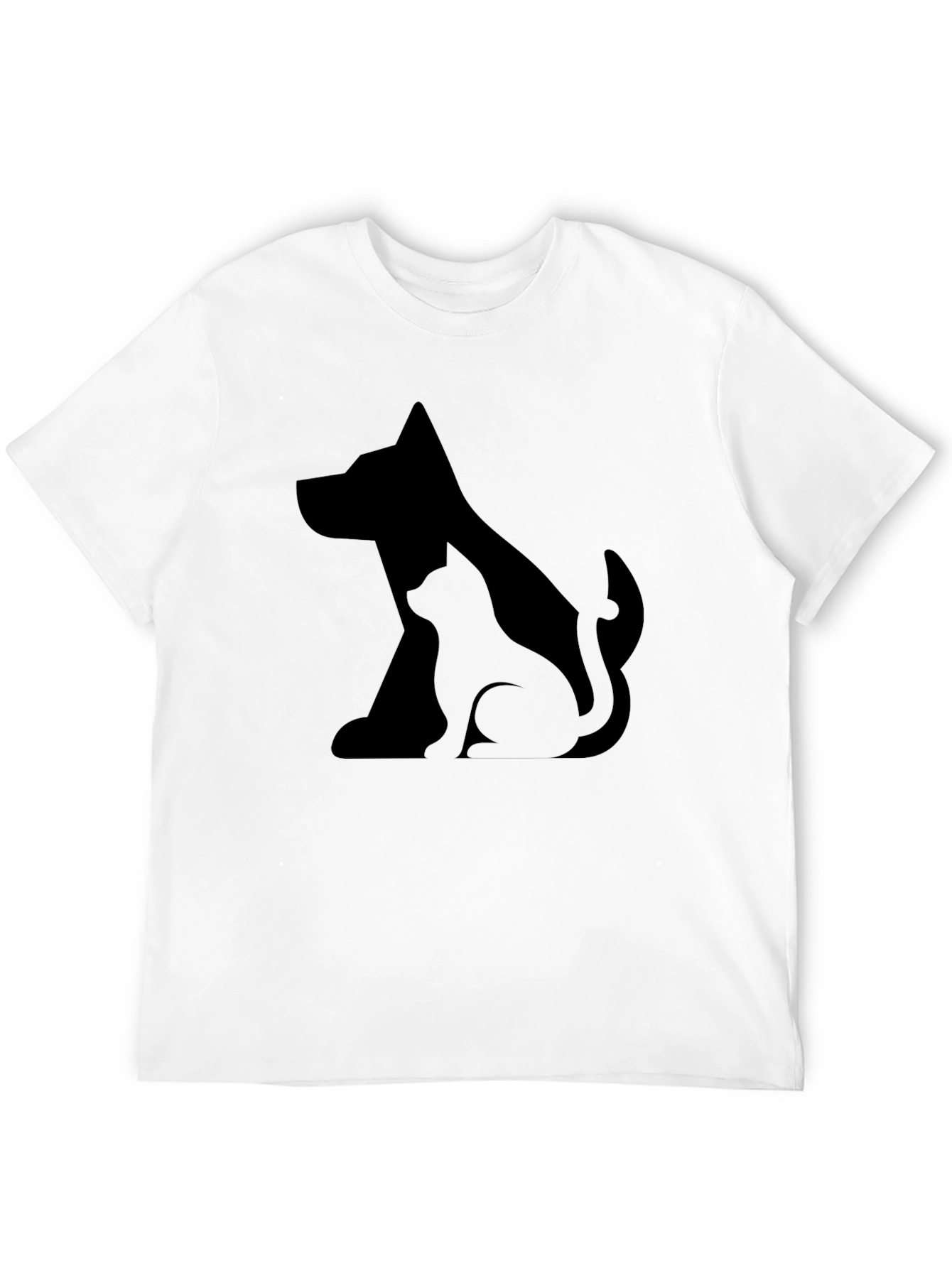 Dog and Cat Silhouette Black T-Shirt