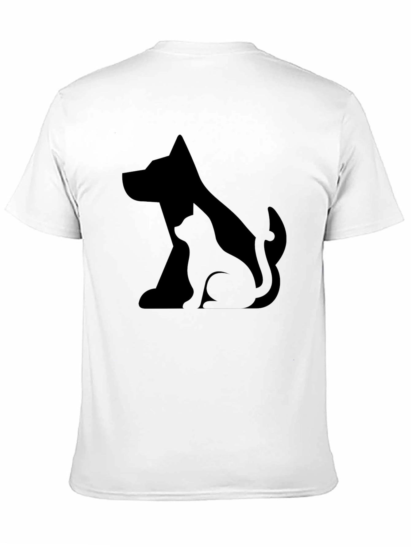 Dog and Cat Silhouette Black T-Shirt