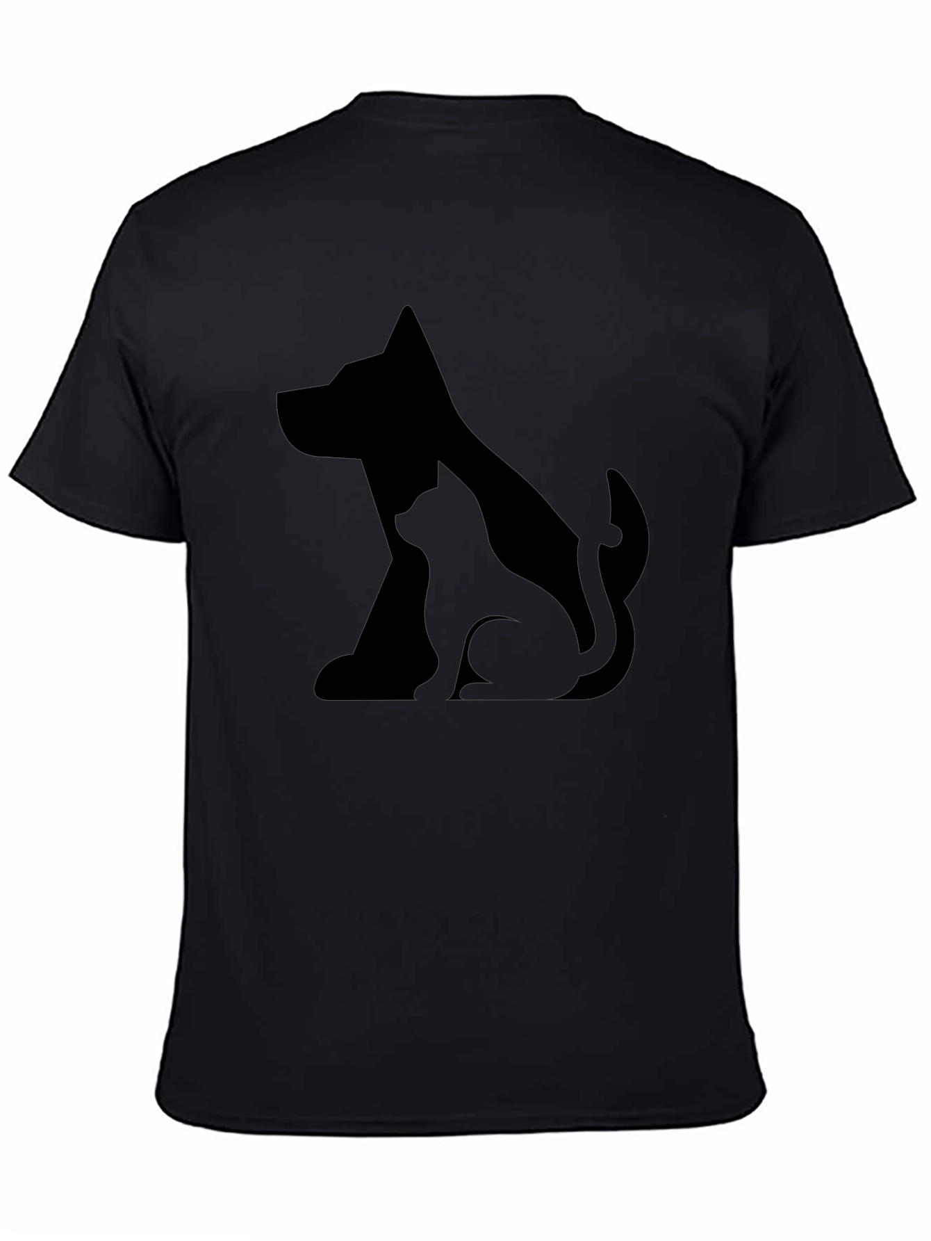 Dog and Cat Silhouette Black T-Shirt