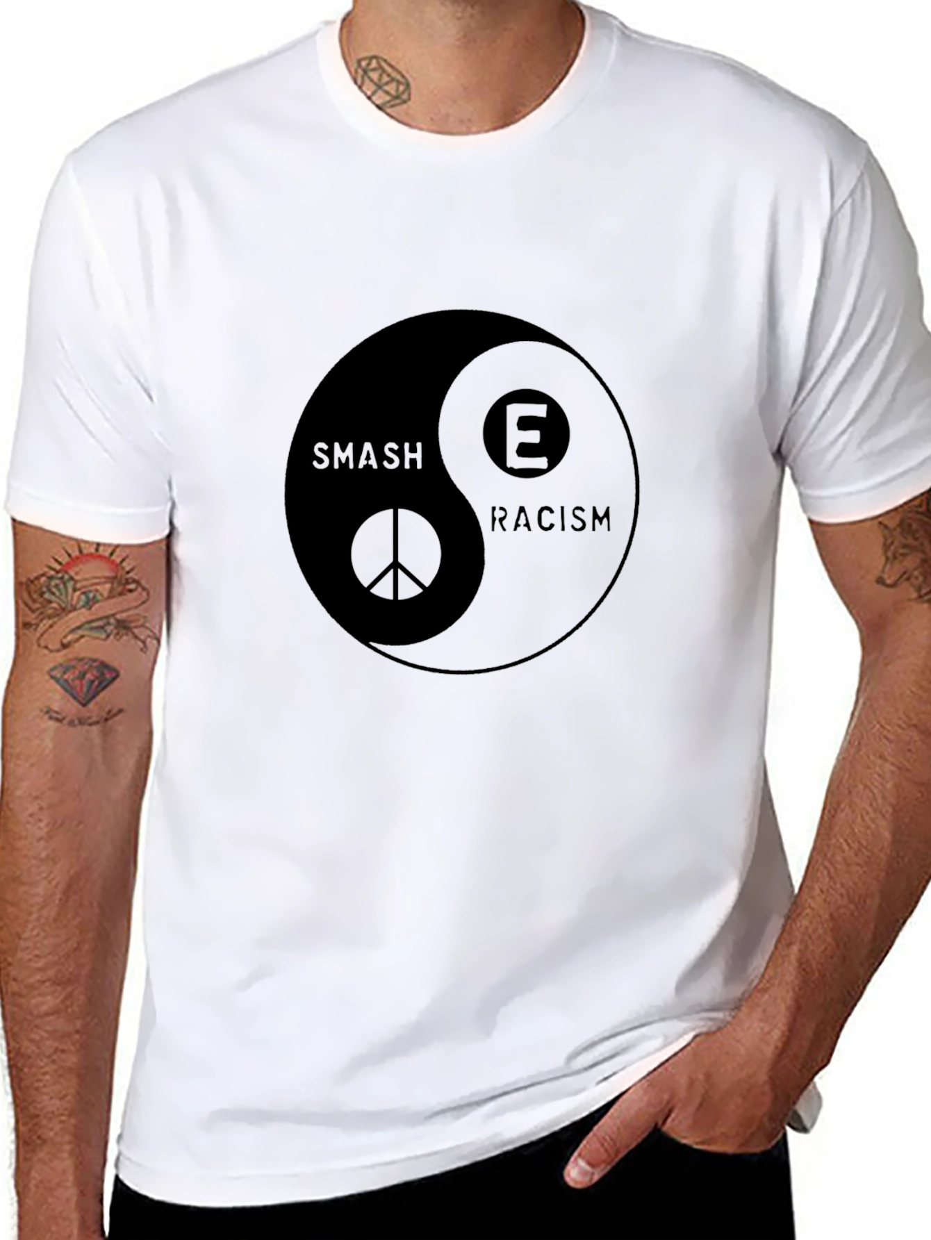 Smash Racism Yin Yang Graphic T-Shirt