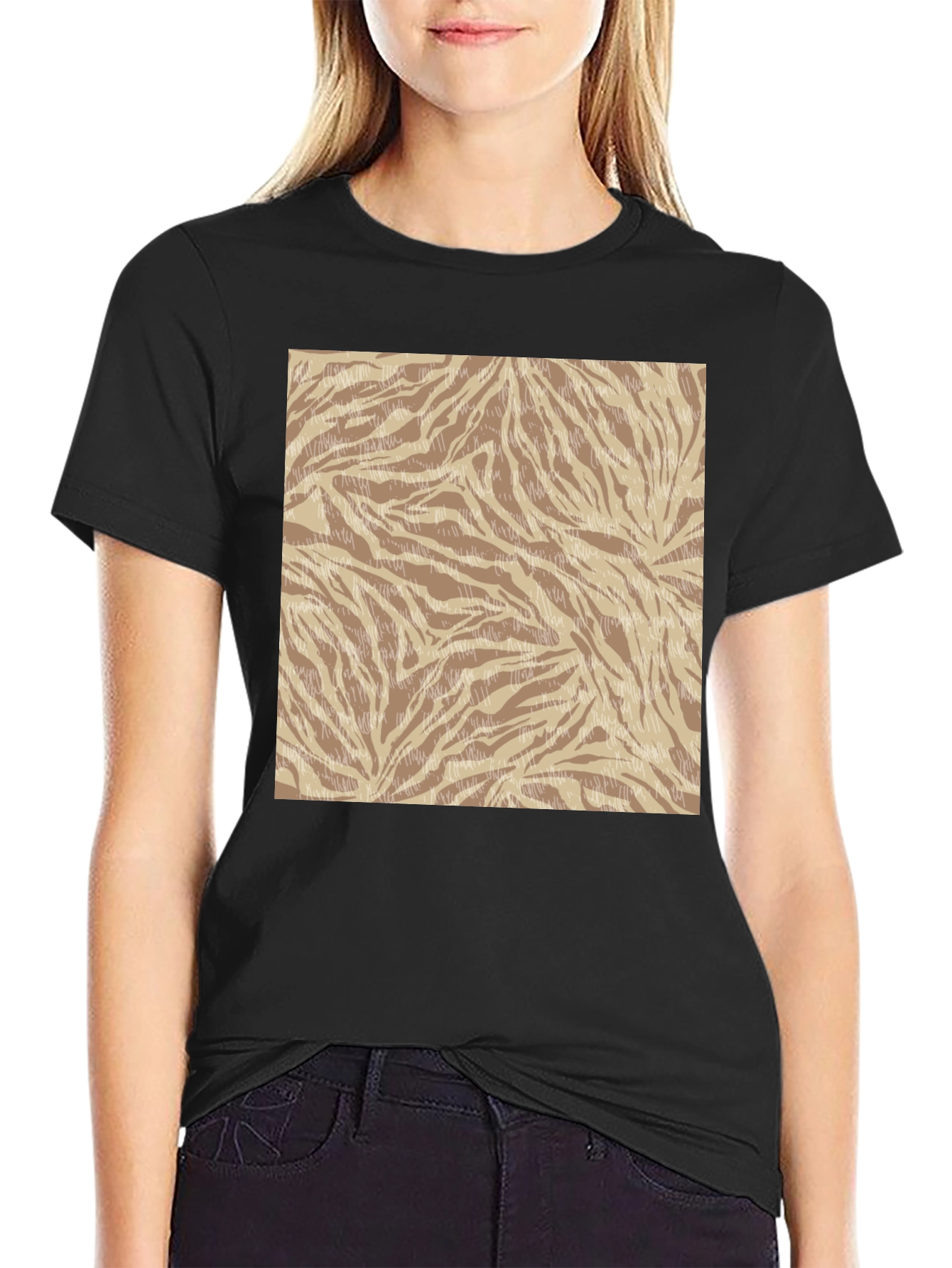 Trendy Zebra Print Crew Neck Tee